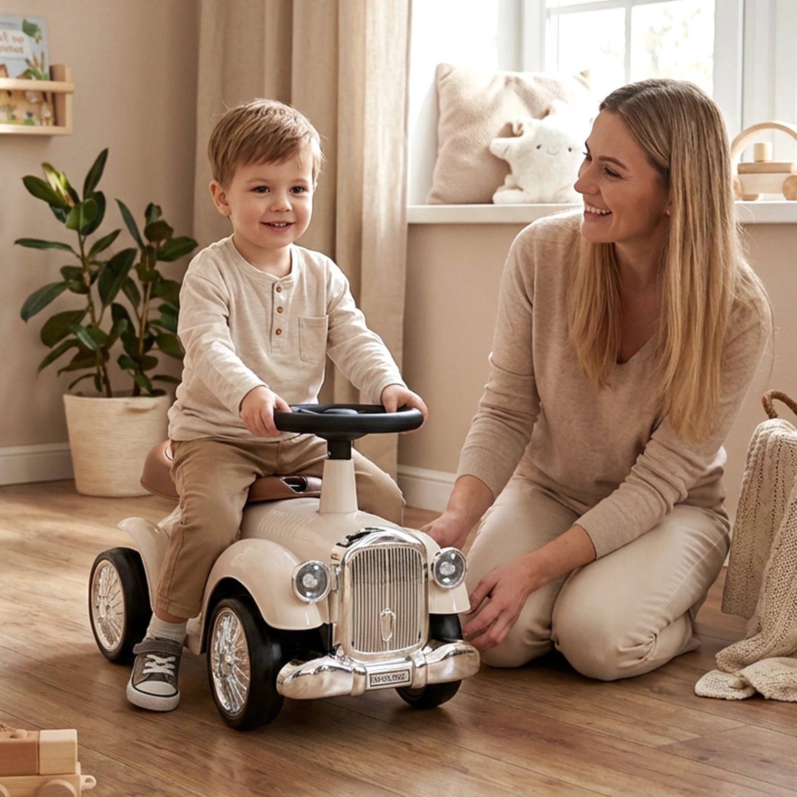 3 Costway Foot to Floor Kids Riding Car Toy Walker Vehicle - White, 3 of 4