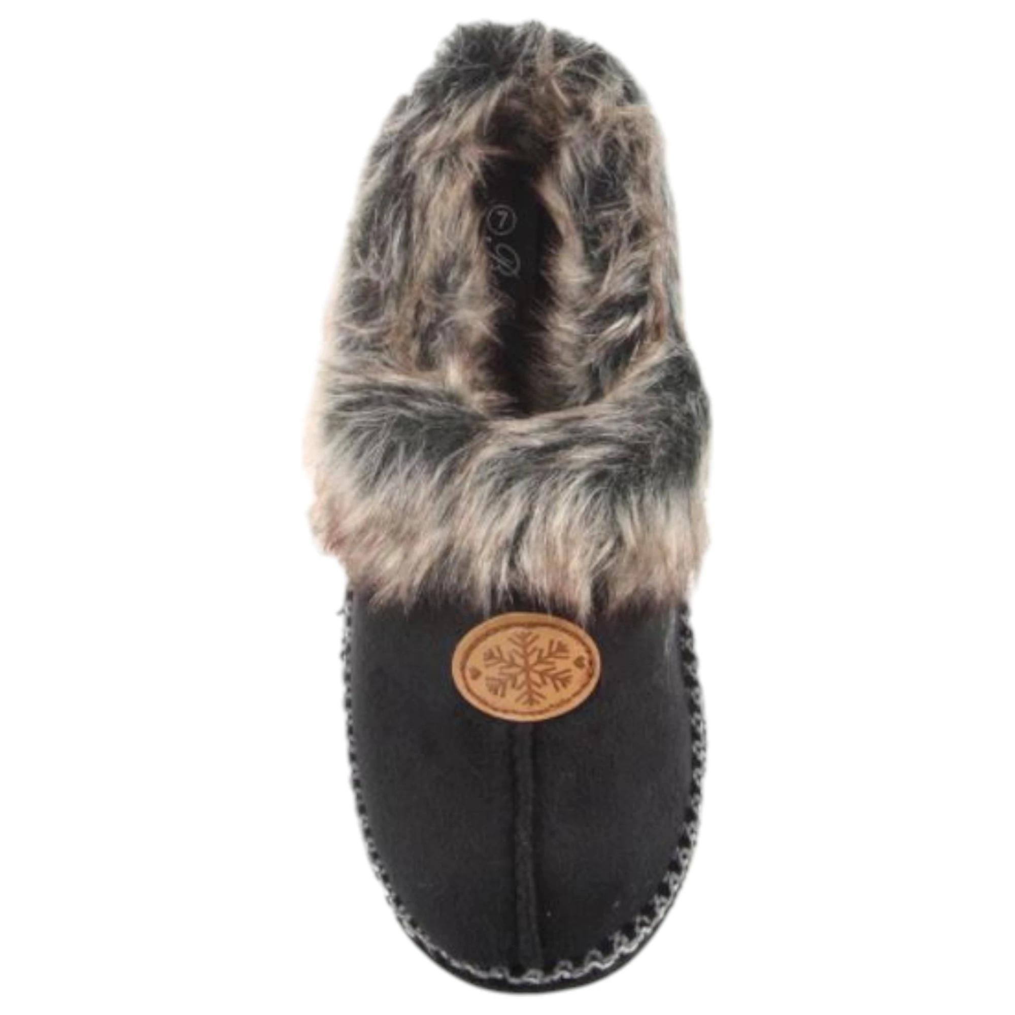 4 Bellissimo Womens Lotus Slippers Winter Shoes BLACK, 4 of 5