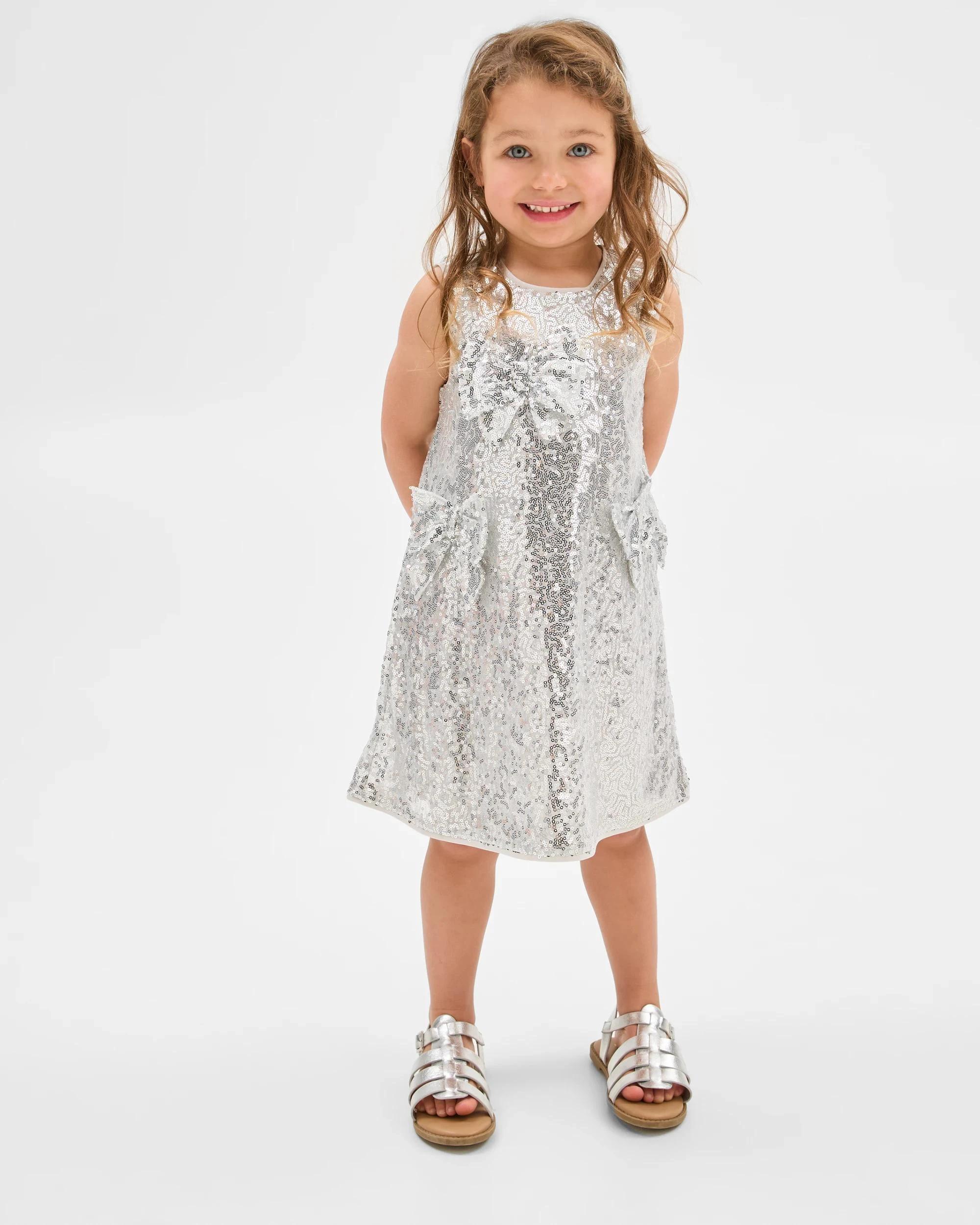 5 Target Kids Sequin Bow Dress SILVER, 5 of 8