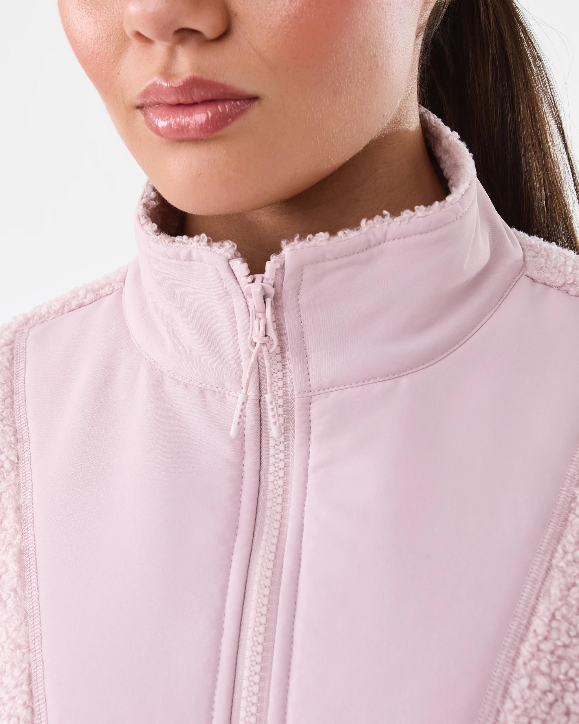 6 Active Womens 1/4 Zip Sherpa Jumper Sol B Pink, 6 of 7