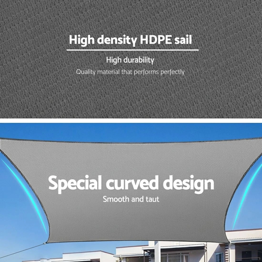 4 Instahut Shade Sail Cloth Shadecloth Square Sun Canopy 5x6m - Grey, 4 of 5