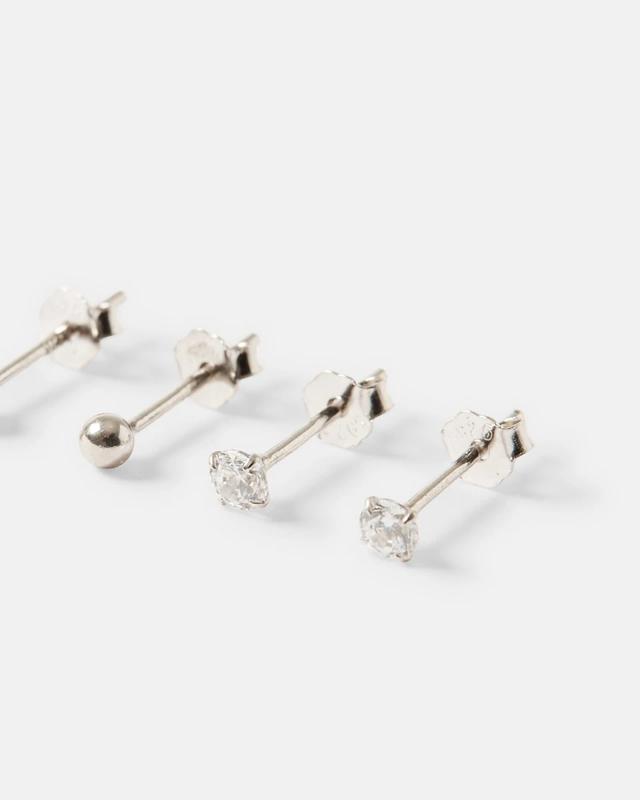 2 Pack Stud and Clear Gem Earrings - Gold 