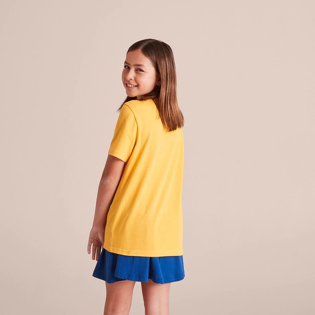 6 Target Youth Short Sleeve School Polo — Cotton-rich, Stain-release, Button-down Collar, Size 5-6, White GOLD, 6 of 10