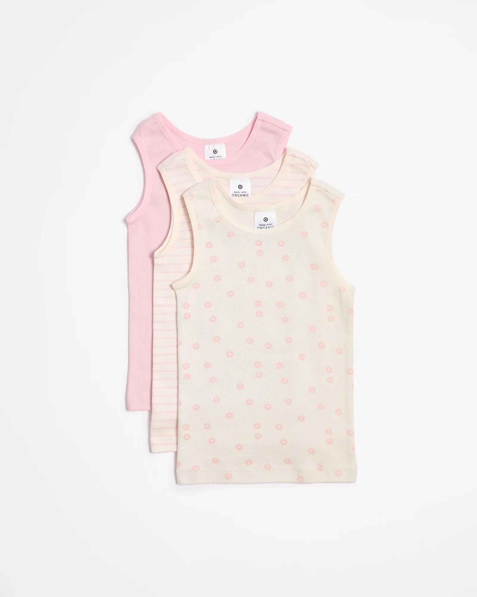 1 Target Baby Baby Organic Cotton Vests 3 Pack - Cars FLOWERS, 1 of 2