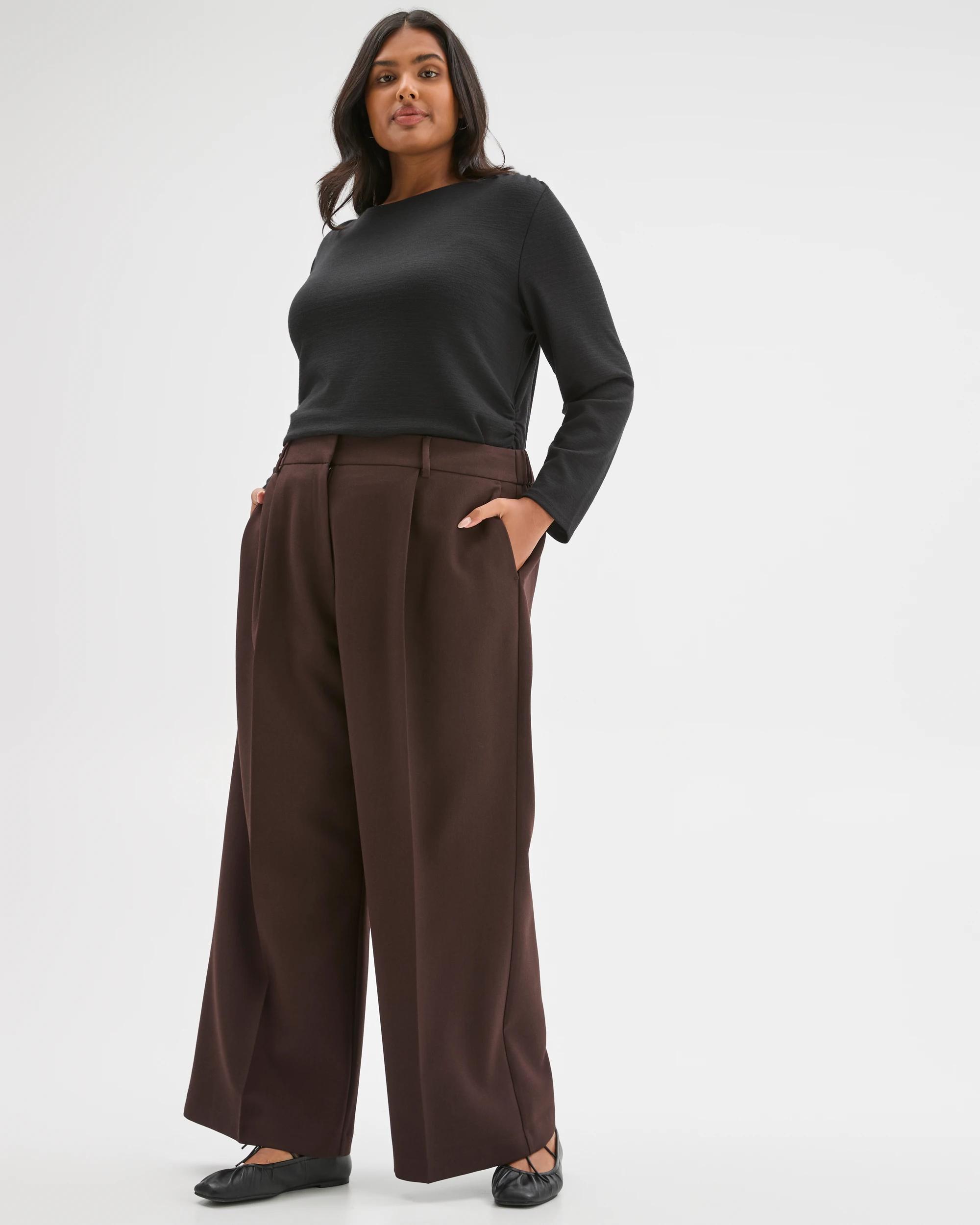 3 Target Curve Plus Size Wide Leg Pants BRUNETTE, 3 of 6