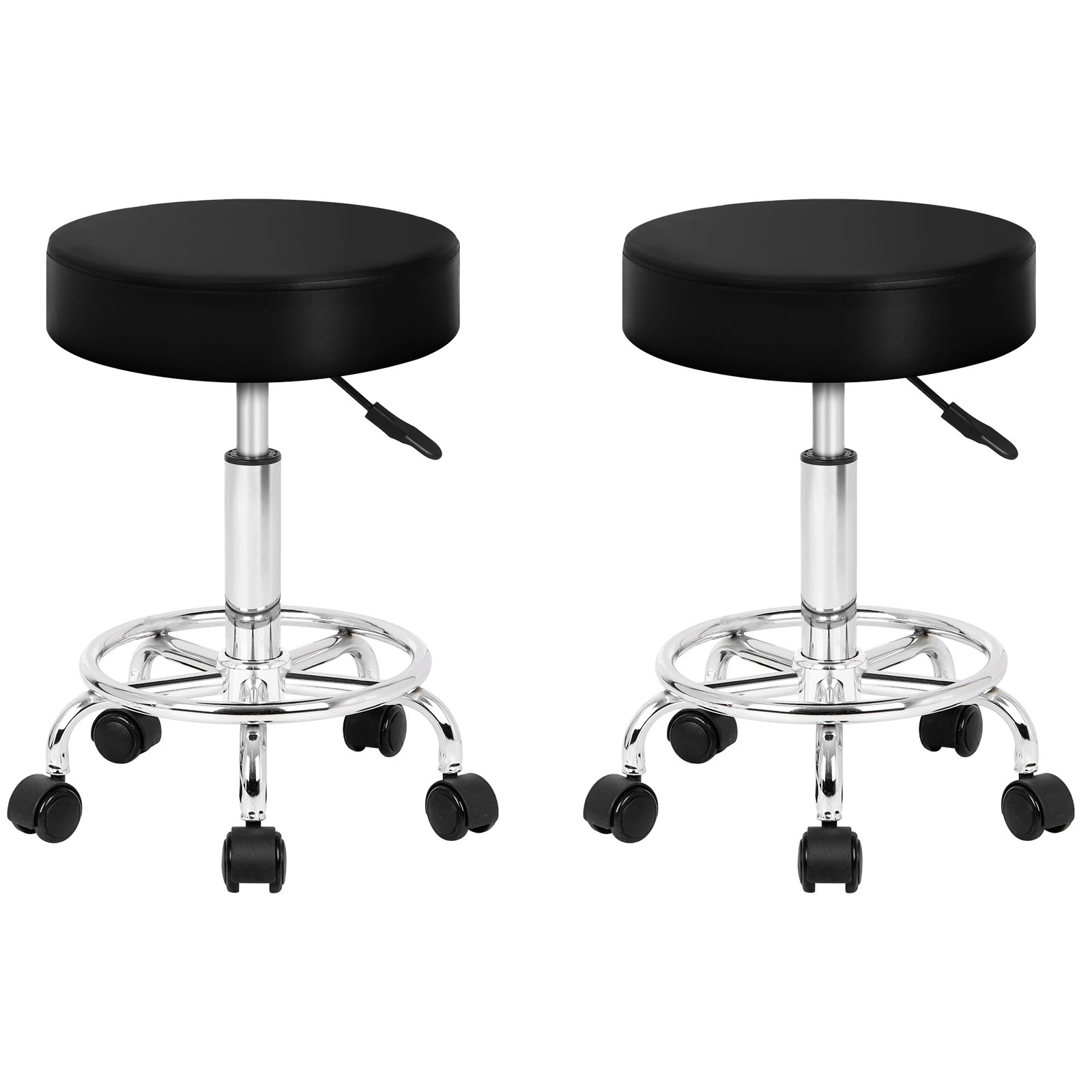 1 Alfordson 2x Salon Stool Round Swivel Barber Hair Dress Chair Gas Lift - Black, 1 of 10