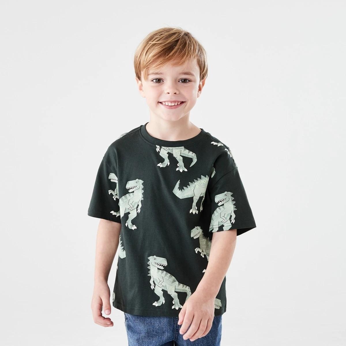 1 All Over Print T-shirt DINO DUDES WOODLAND GREY, 1 of 6