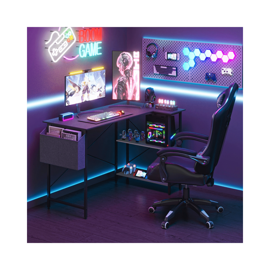 5 Advwin L Shaped Computer Desk With Convertible Storage Shelves Corner Desk Black, 5 of 9