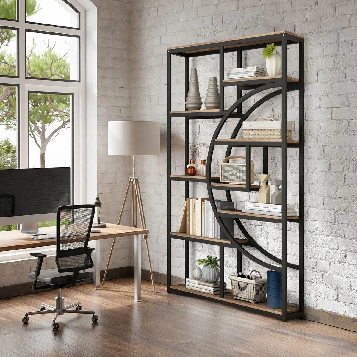 5 LUXSUITE Bookshelf Display Tier Shelf CD DVD Photo Storage Black, 5 of 6