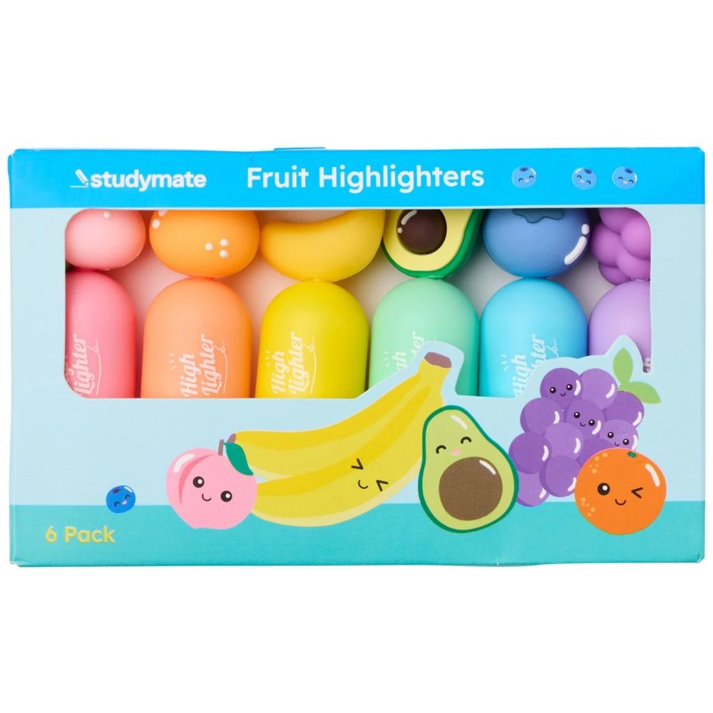 3 Studymate Novelty Highlighters Fruit 6 Pack, 3 of 3