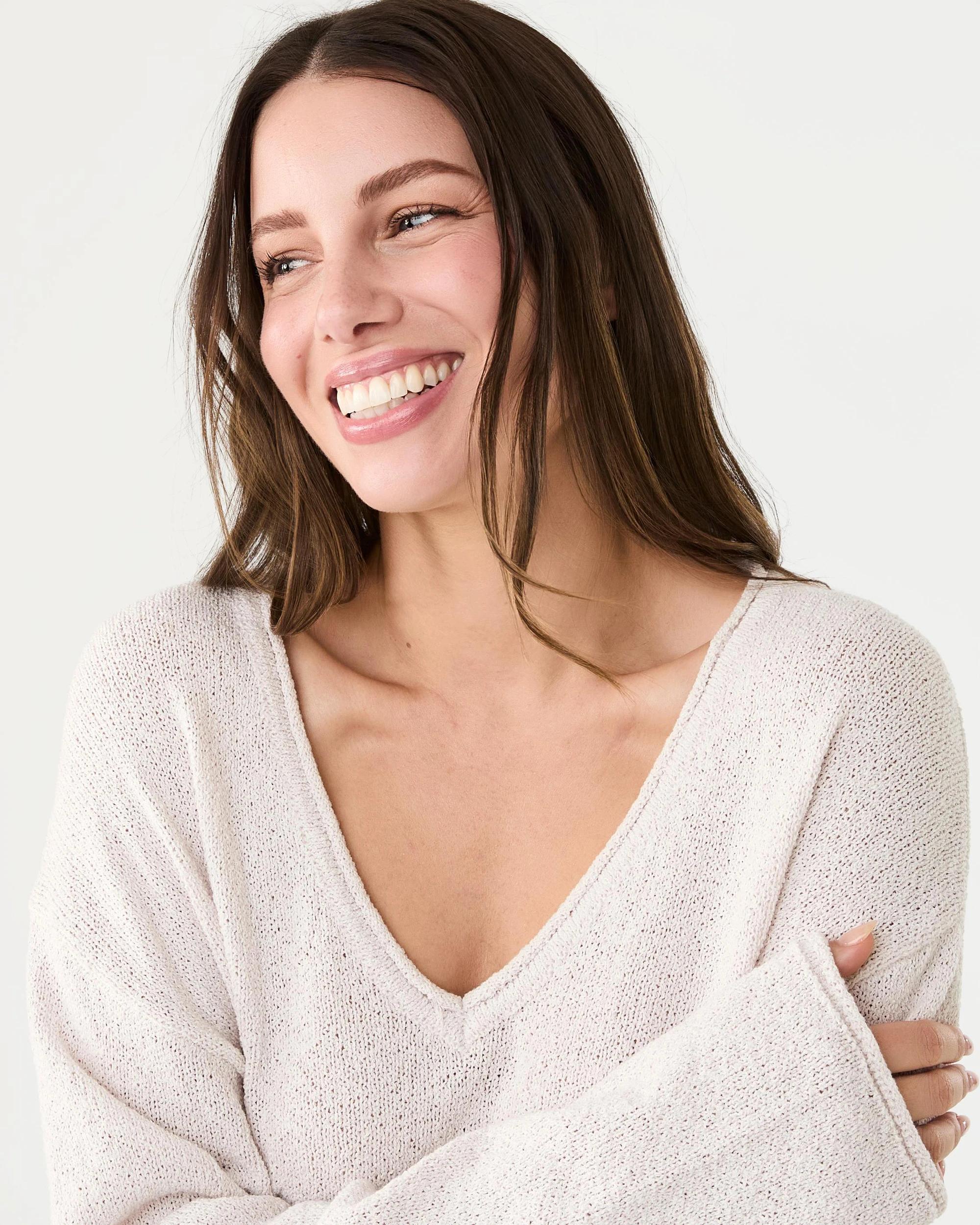 4 Lightweight V-Neck Jumper Nat Beige, 4 of 7