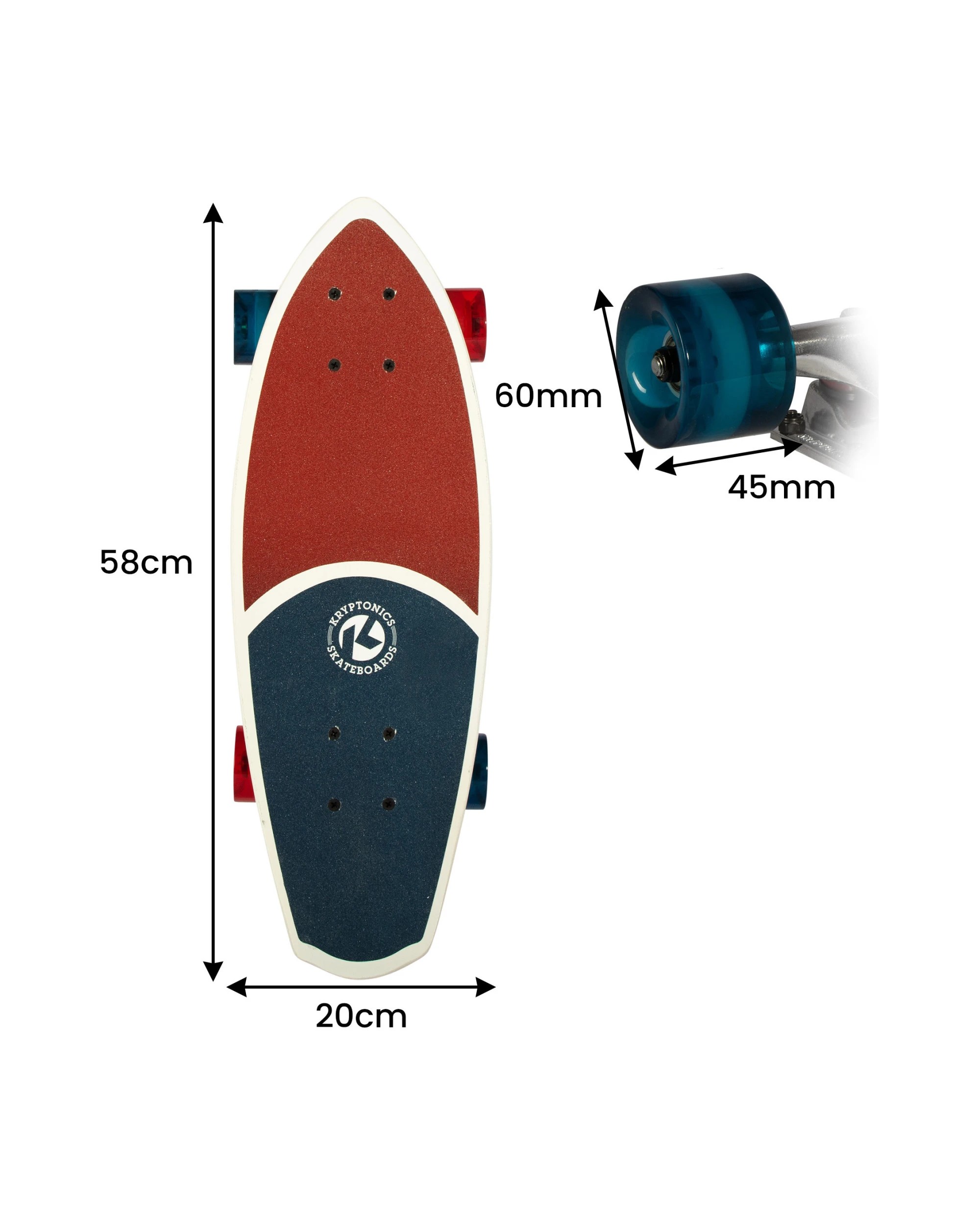 7 Kryptonics 23-inch Mini Fat Cruiser Board Skateboard - Liberty Blue, 7 of 10
