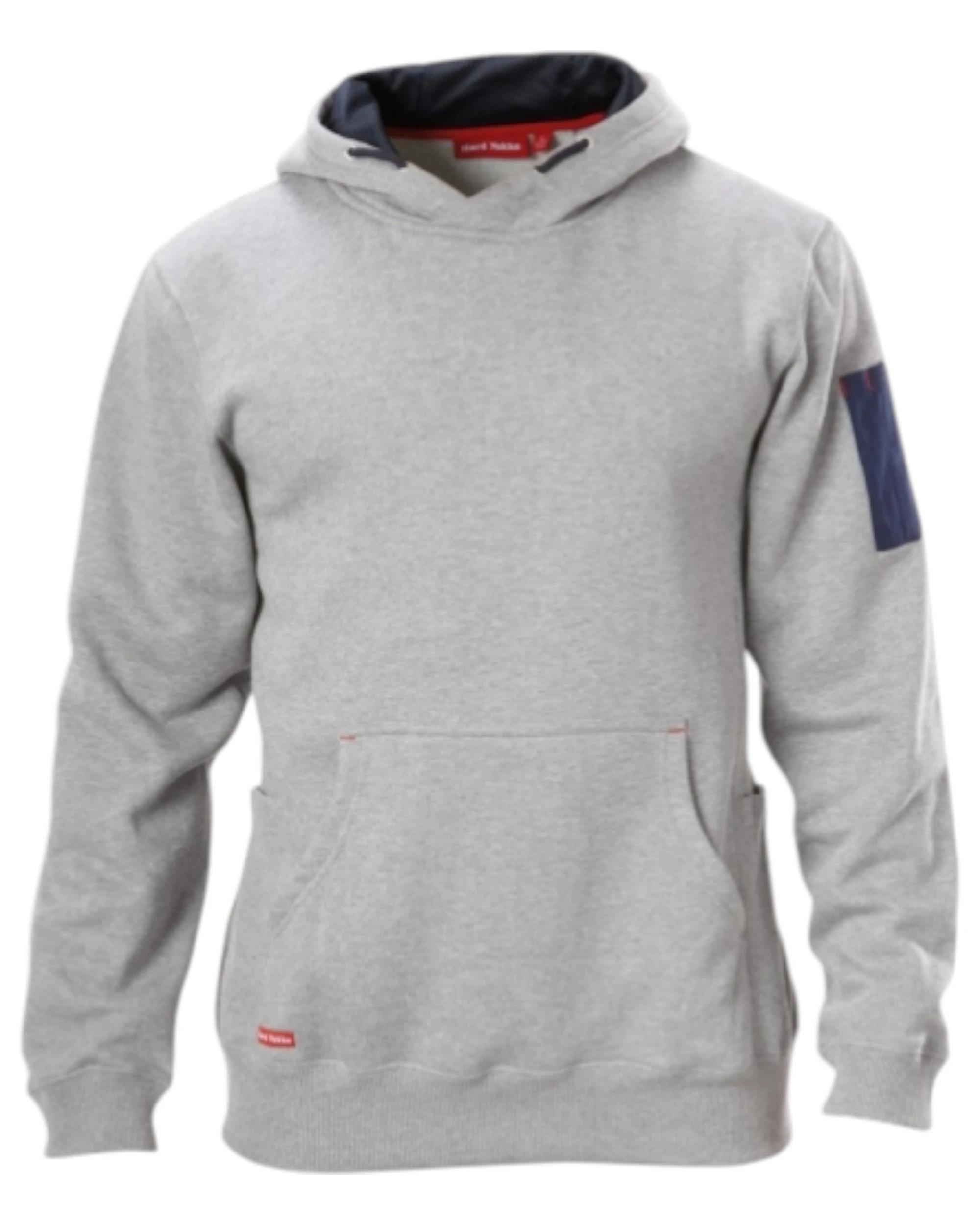 1 Hard Yakka Mens Brushed Fleece Hoodie Jumper Grey Marle GREY MARLE, 1 of 9