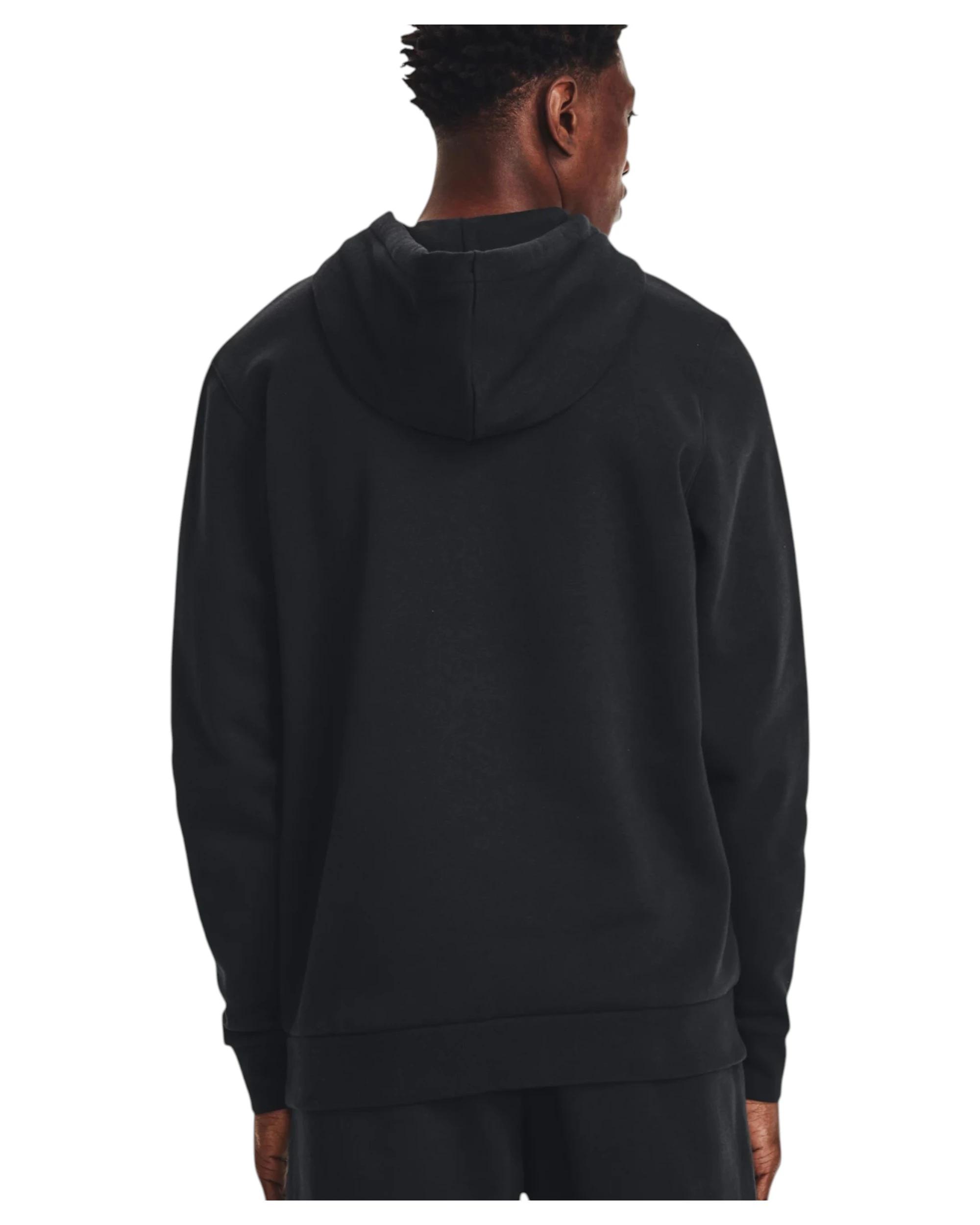 3 Under Armour Mens Icon Essential Fleece Black/ White Hoodie Black, 3 of 6