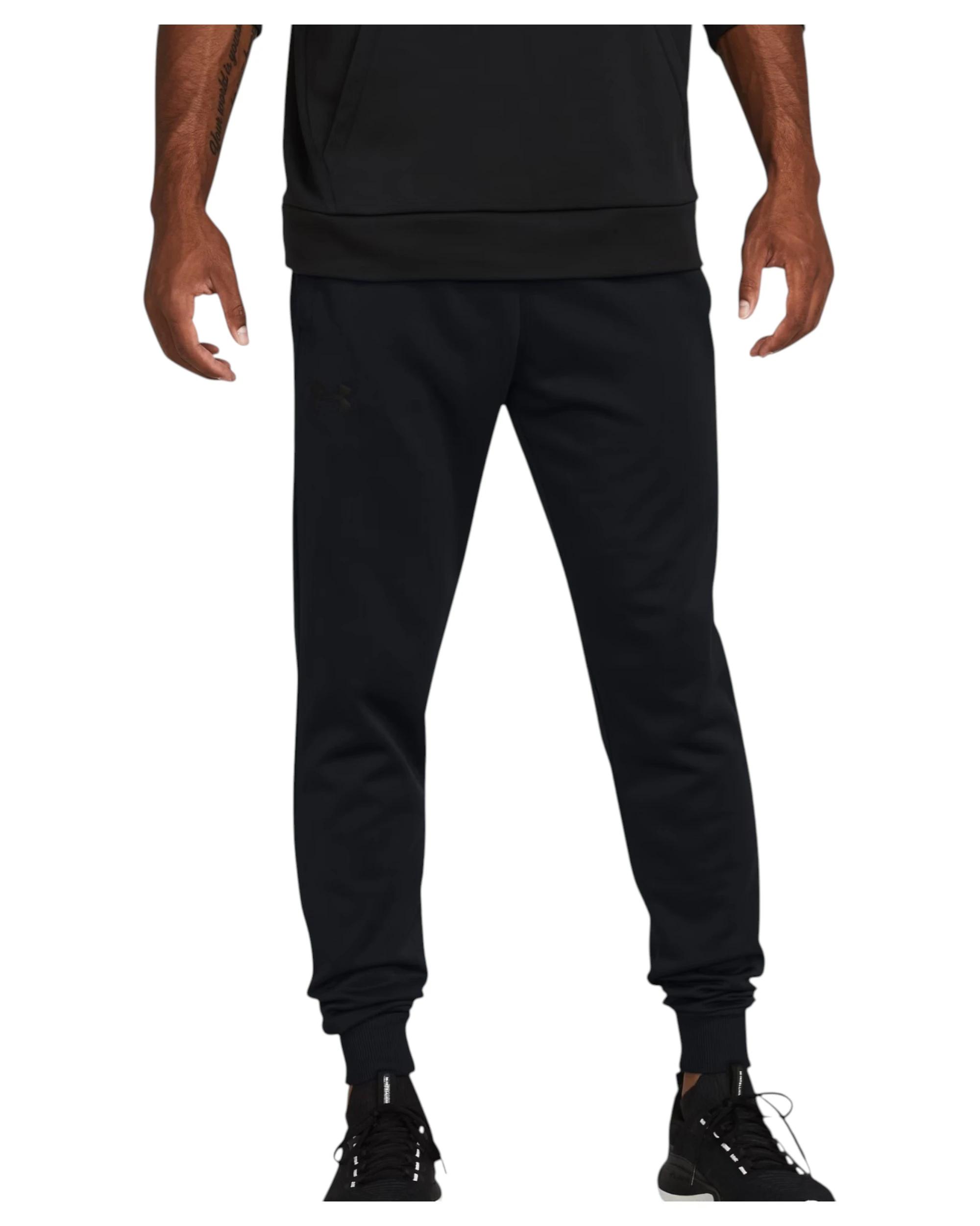 6 Under Armour Mens Essential Fleece Pants Black Joggers Athletic Trackies BLACK, 6 of 8