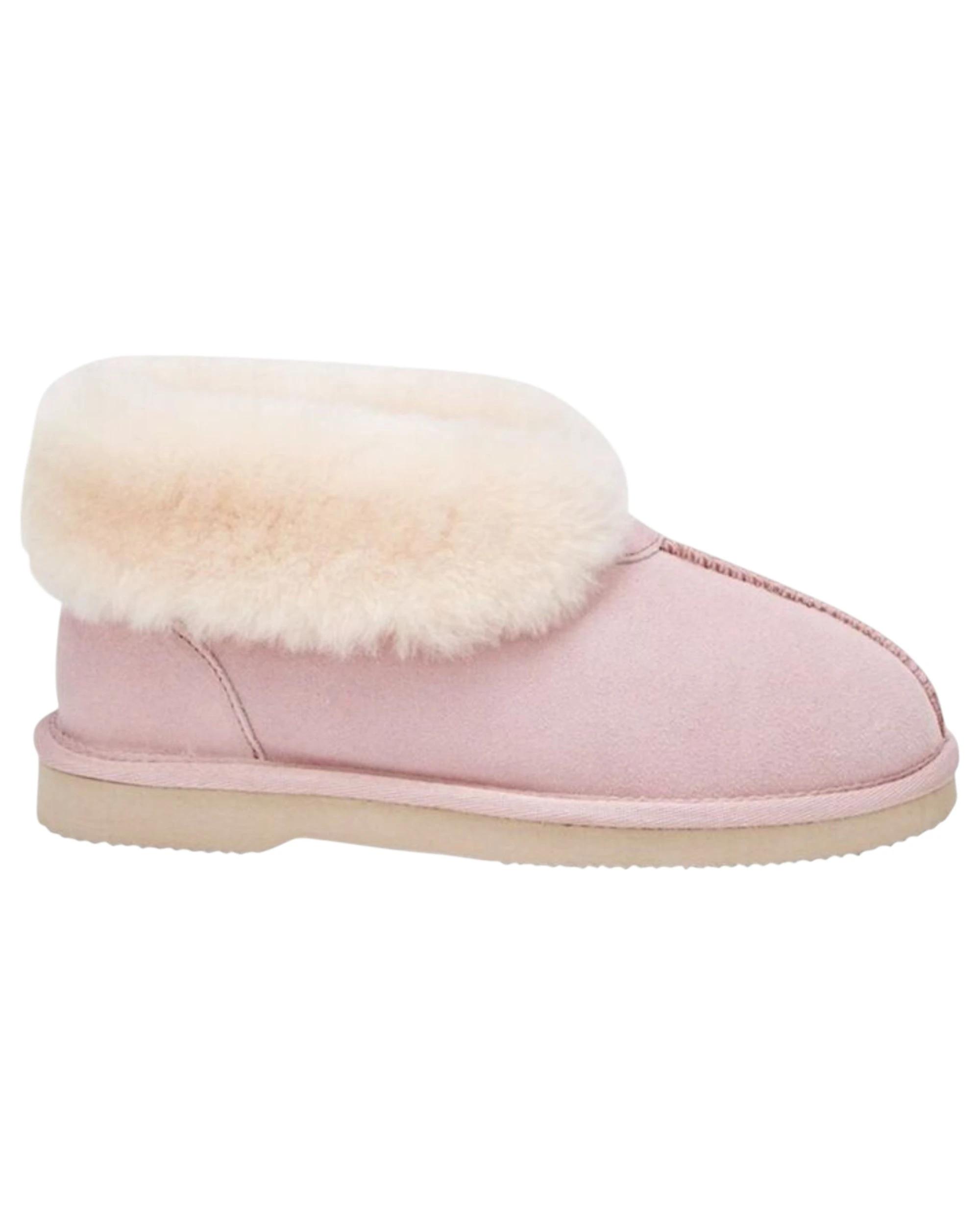 4 Grosby Womens Ugg Short Boots Suede Sheepskin Princess Pink Slippers PINK, 4 of 4