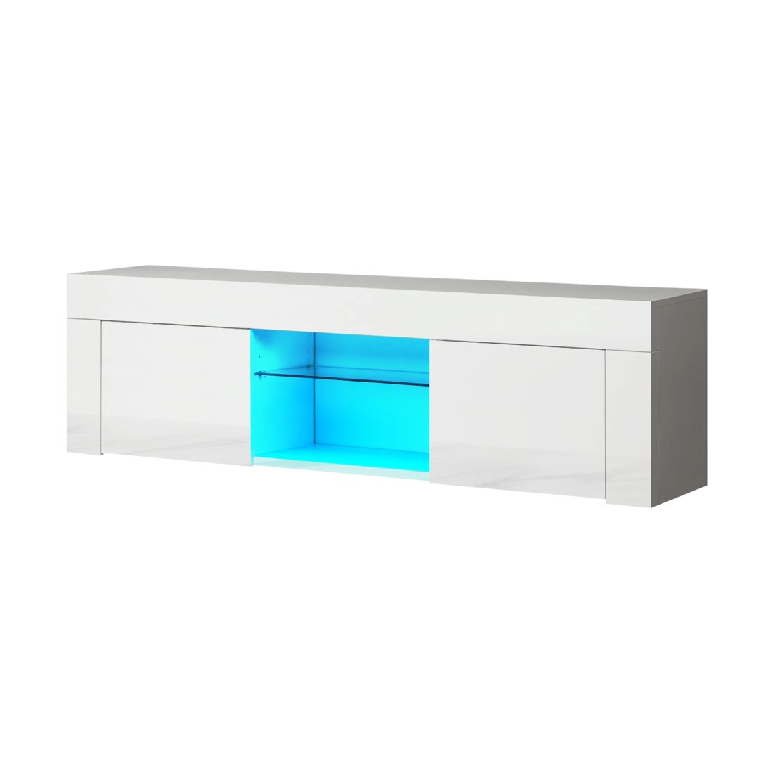1 Oikiture Tv Cabinet Entertainment Unit Stand Rgb Led Hight Gloss 130cm
 - White, 1 of 10