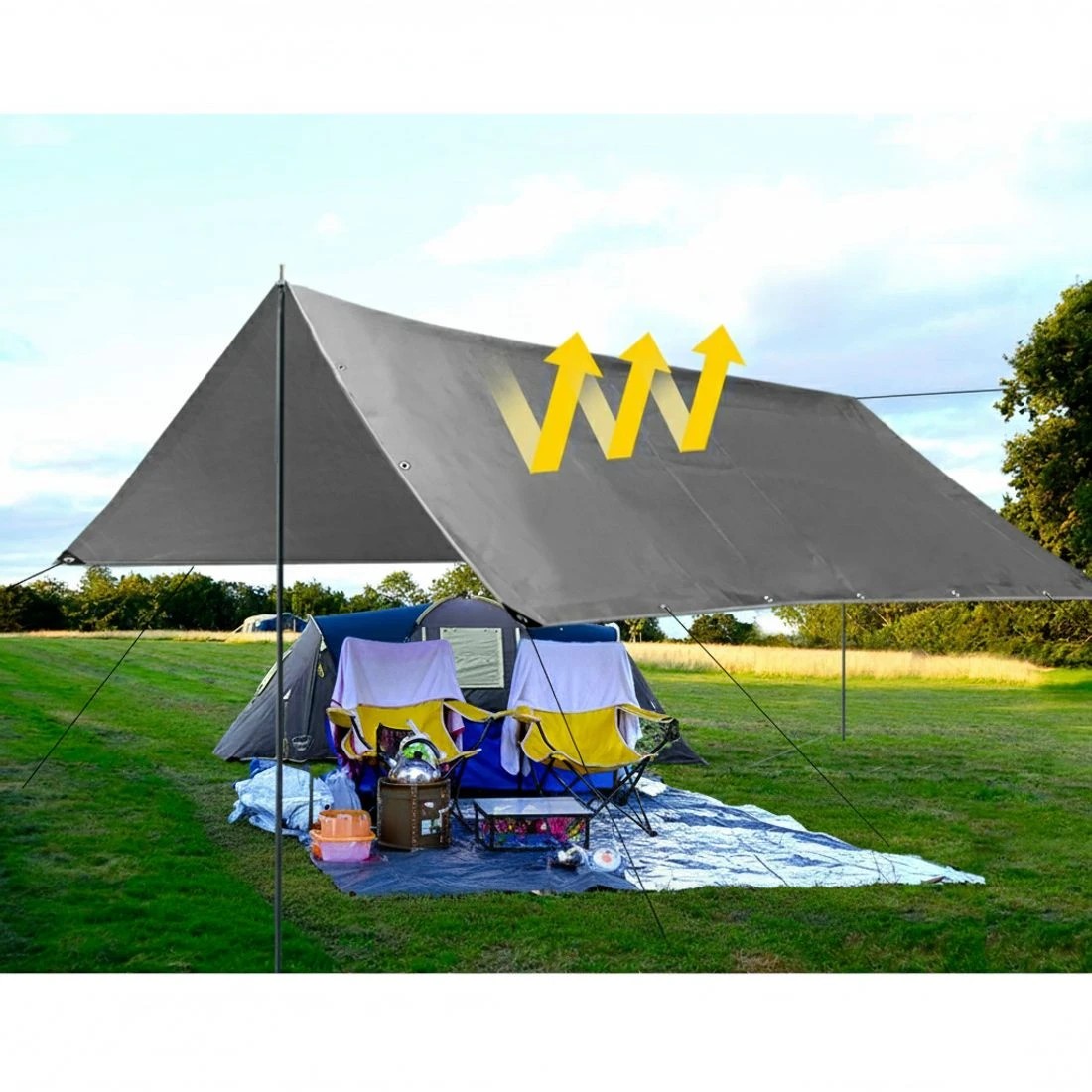 4 Instahut Tarp Tarpaulin 3.6x6m Canvas Camping Heavy Duty Sun Cover - Silver, 4 of 7