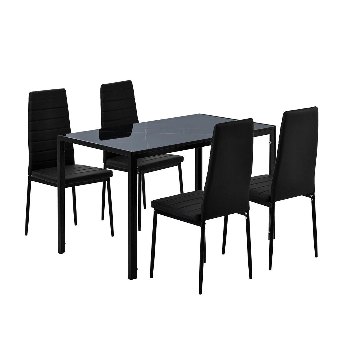1 Ausway Marble Dining Table Set 4 Chairs Faux Marble Large Glossy Desk, 1 of 7