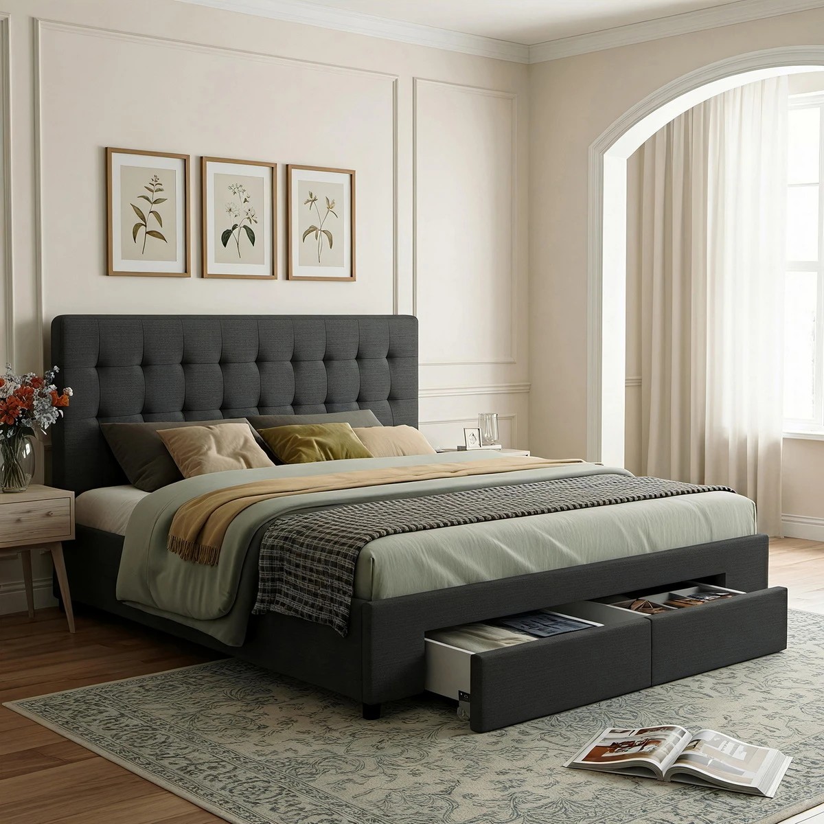 9 Artiss Bed Frame King Size With 4 Drawers
 - Grey, 9 of 9