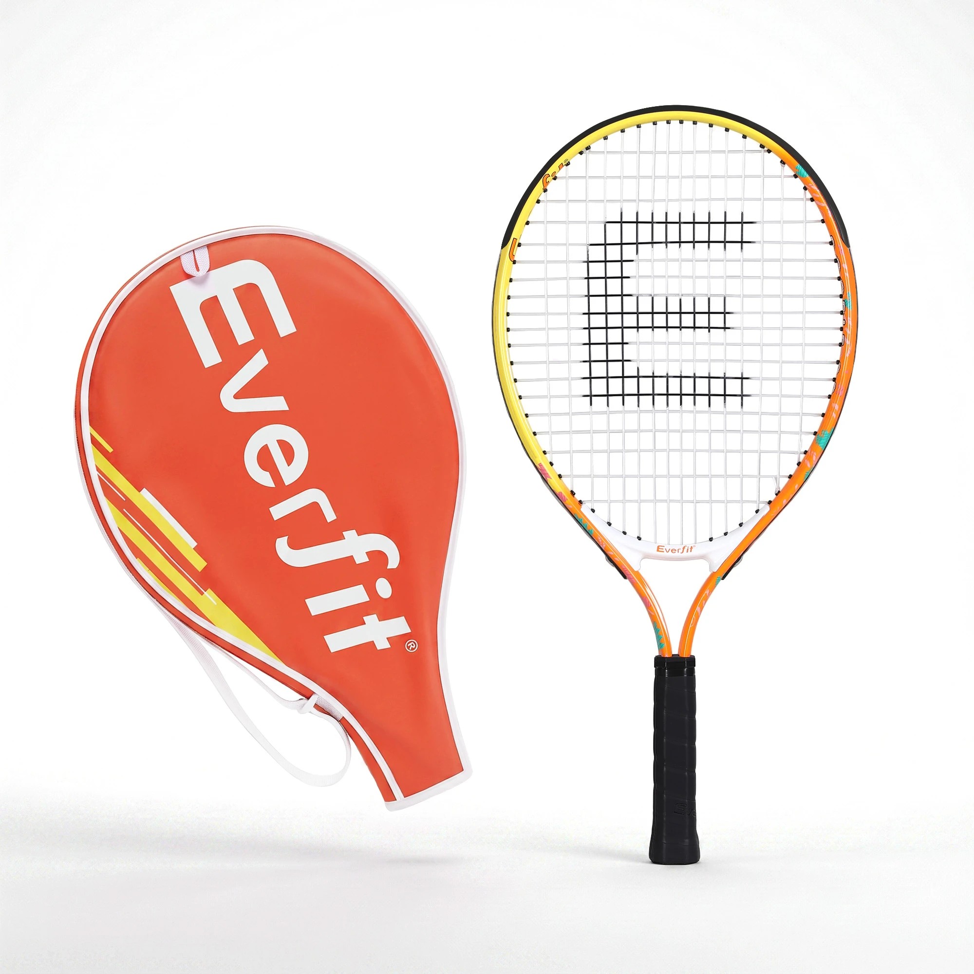 1 Everfit Lightweight Tennis Racket Racquet with Large Head Durable Frame Comfortable Grip and Shock Reduction - Orange, 1 of 9