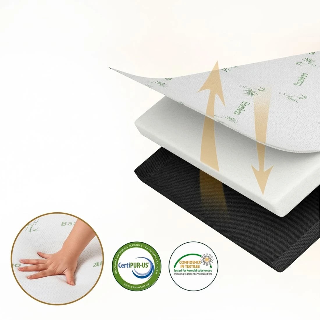 5 Giselle Foldable Mattress Folding Foam Mattresses Bamboo Double - Double Bed - Black, 5 of 10