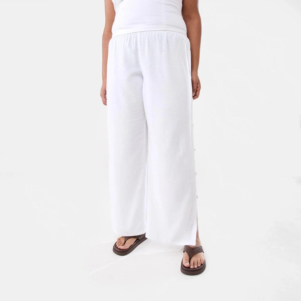 3 Linen Blend Beaded Pants White, 3 of 10