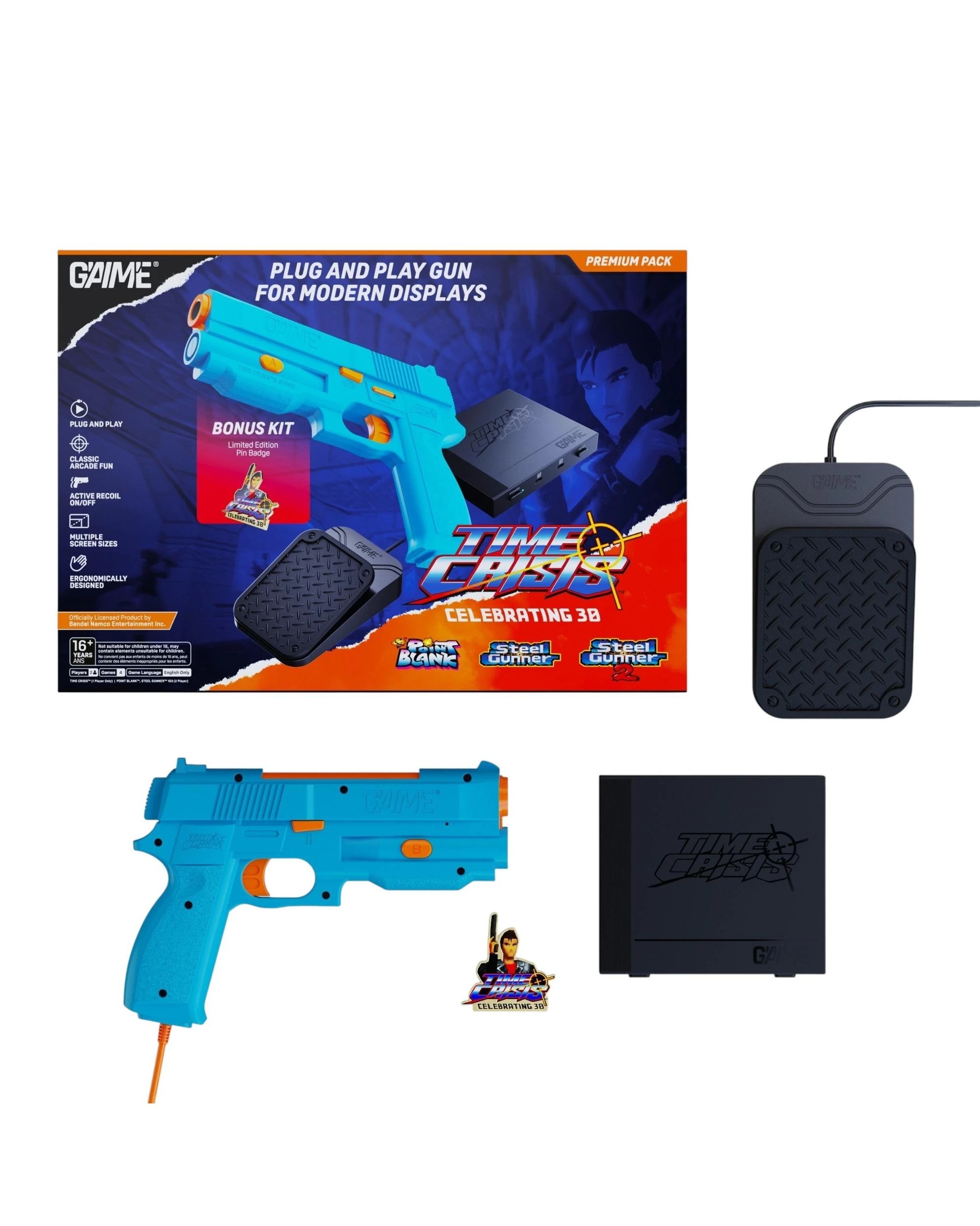2 G'AIM'E Time Crisis Gun Controller Set for Modern TVs - 1 Gun Premium Pack - Blue, 2 of 9