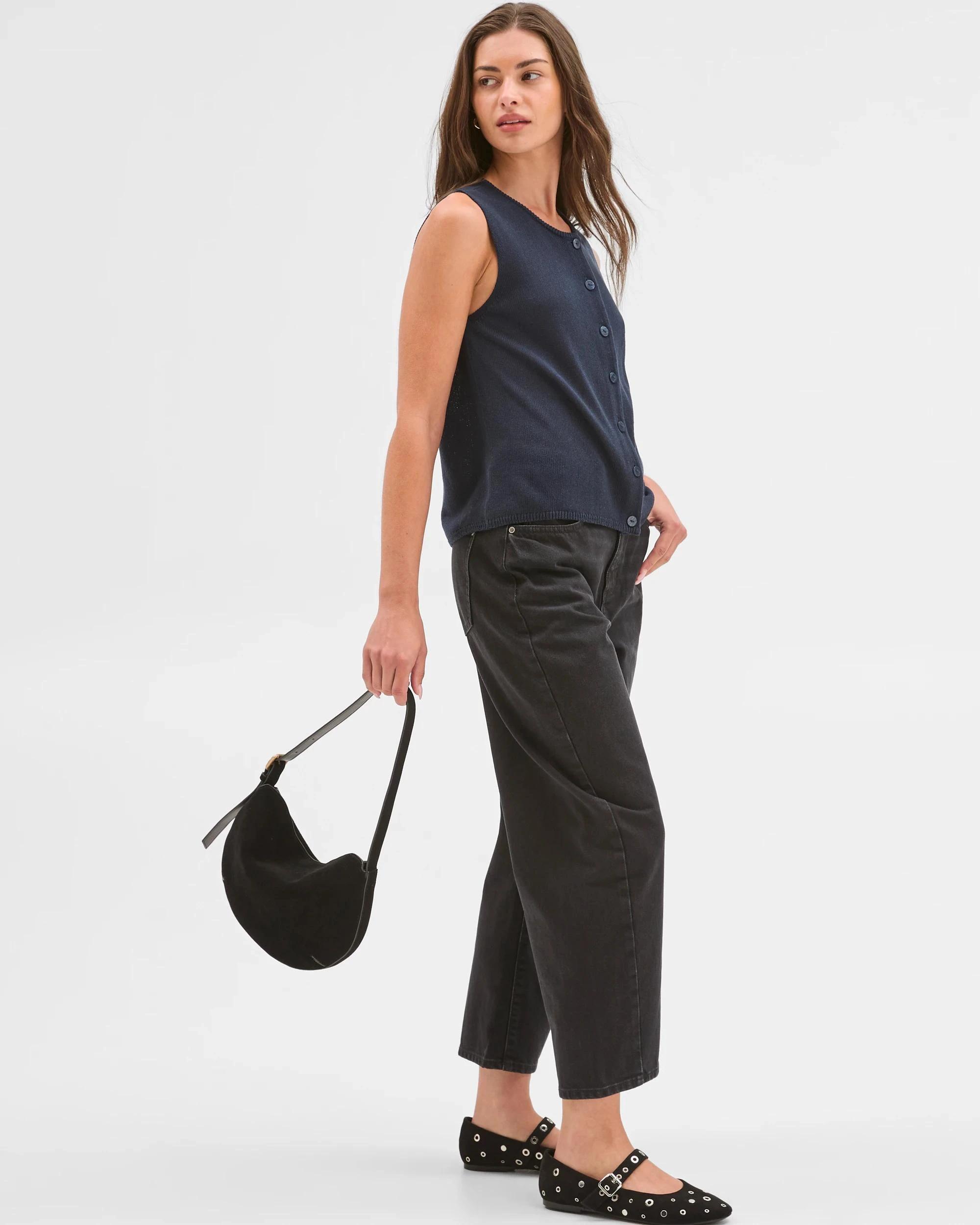 2 Target Petites Petites Forward Seam Barrel Leg Denim Jeans WORN BLACK, 2 of 4