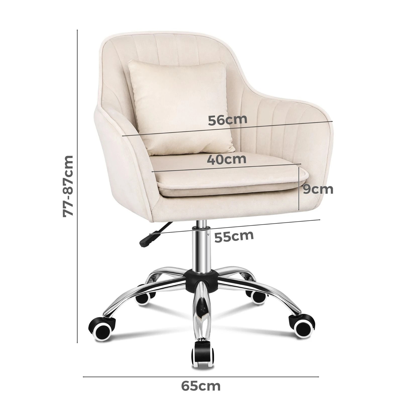 9 Alfordson Velvet Office Chair Computer Swivel Armchair Work Adult Kids - Beige, 9 of 10