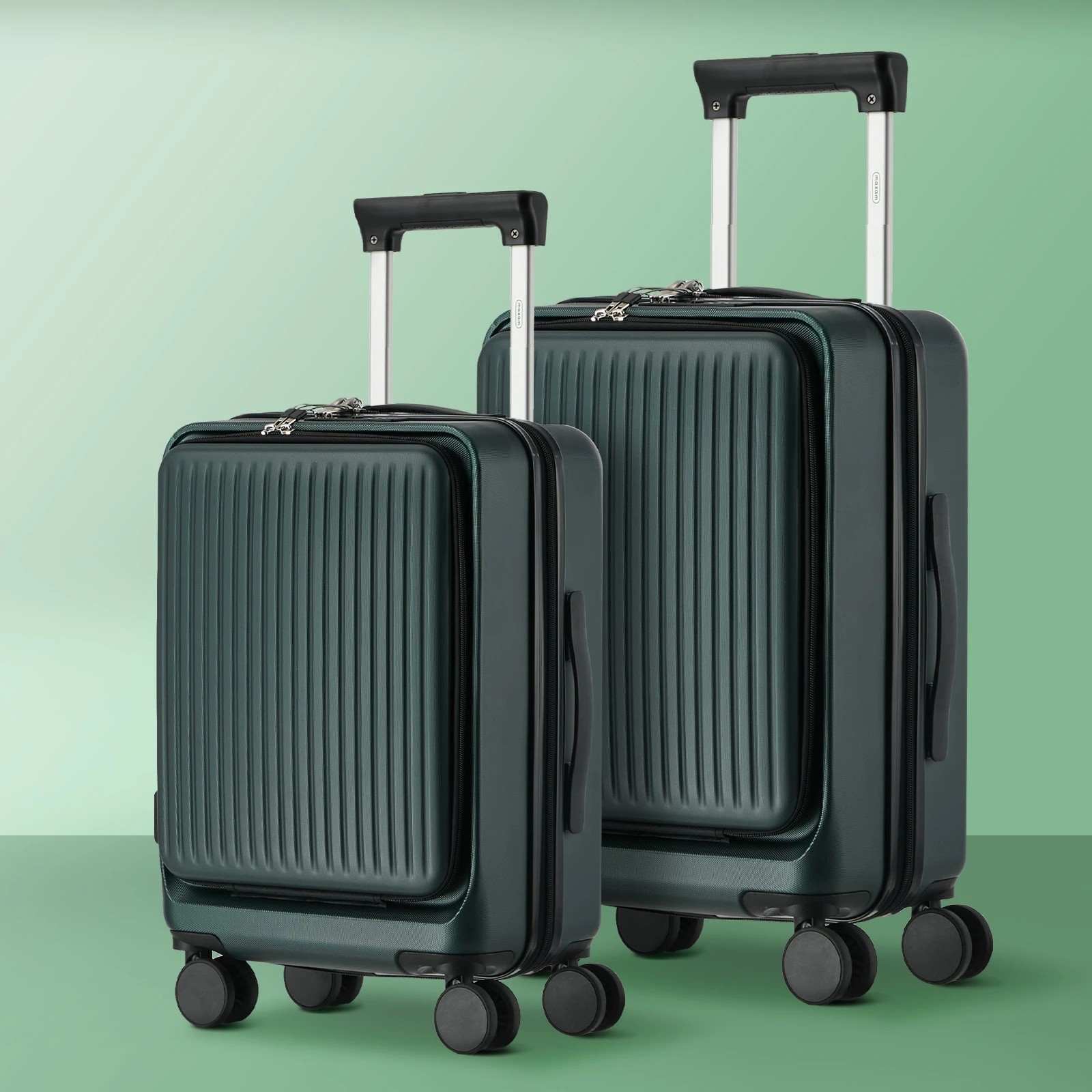 3 Mazam 2PCS Luggage Suitcase Trolley Set Front Opening TSA Hard Case - Green, 3 of 8