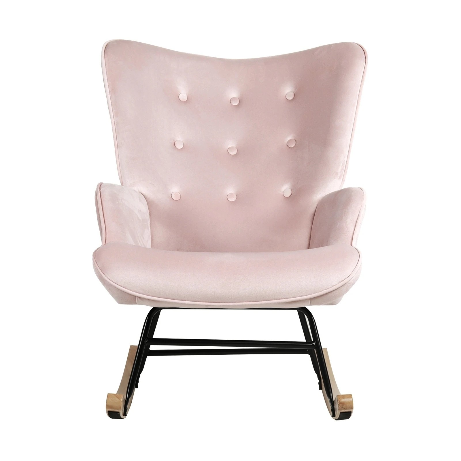 6 Oikiture Rocking Chair Nursing Armchair Velvet Accent Chairs Upholstered
 - Pink, 6 of 10