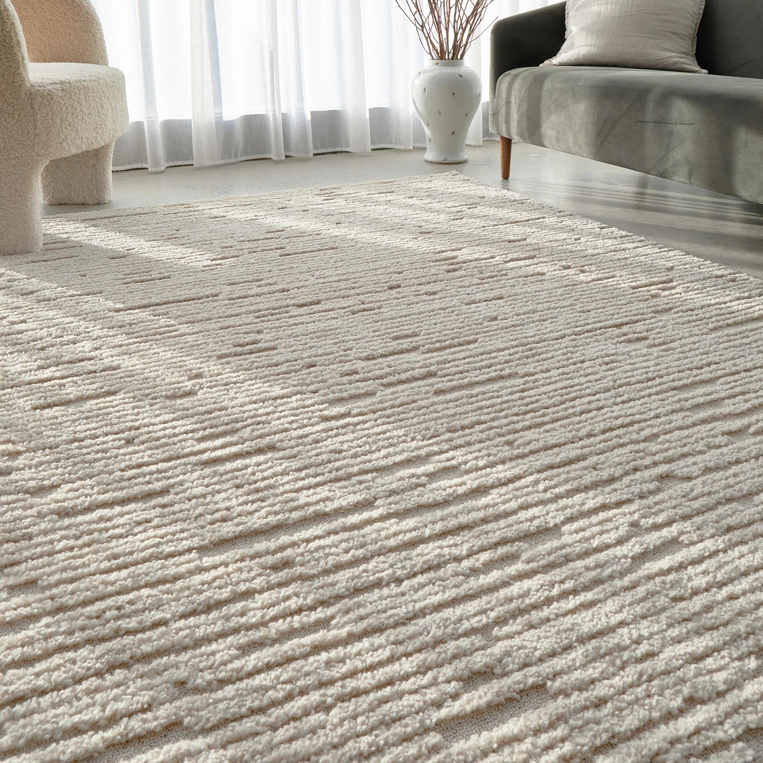 1 Common Ground Rugs Safflower Suri 230x160cm - Medium Pet Friendly Floor Rug - Beige - Natural, 1 of 7