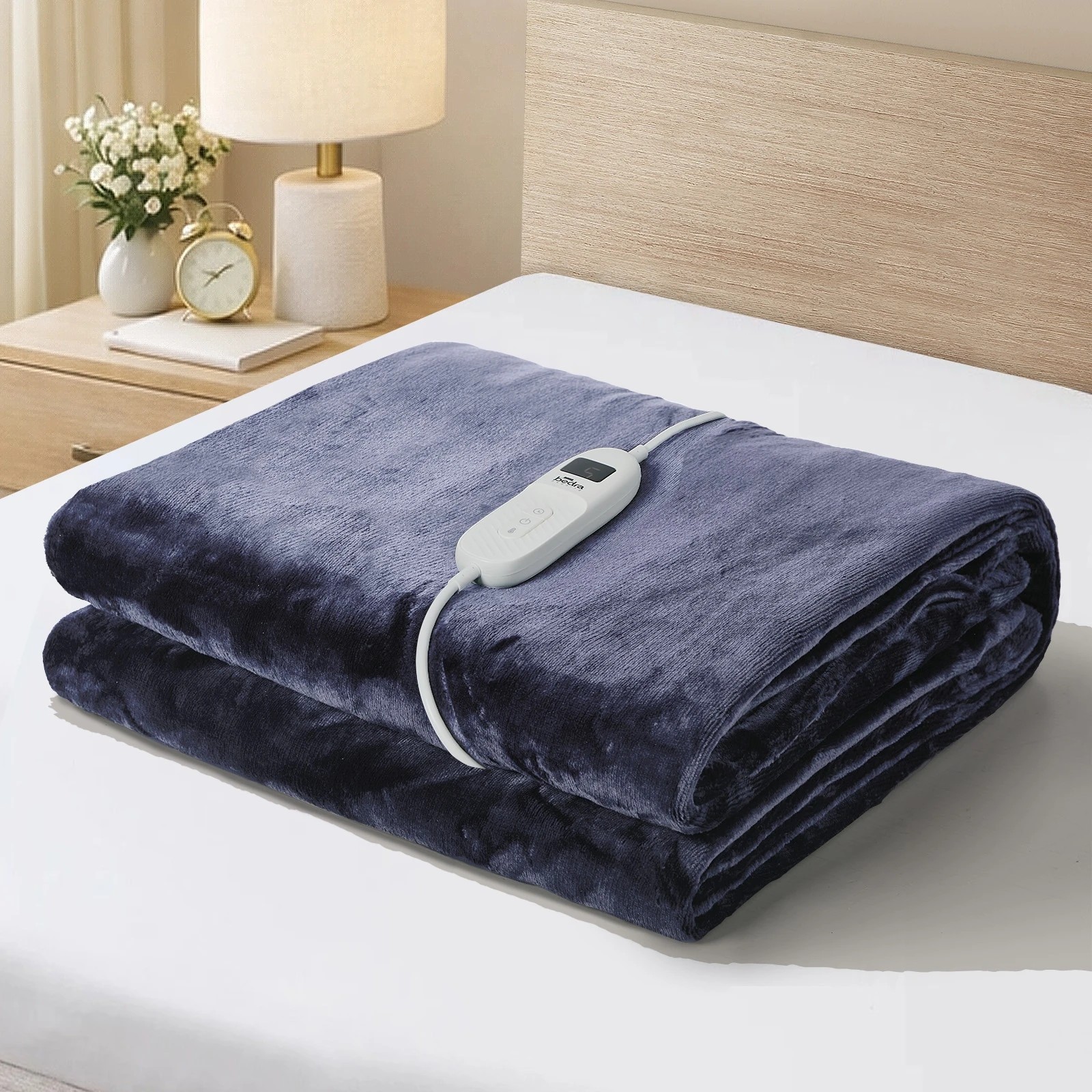 3 Bedra Bedding Electric Throw Rug Washable Heated Blanket Flannel Winter Warm - Single Bed - Purple, 3 of 10