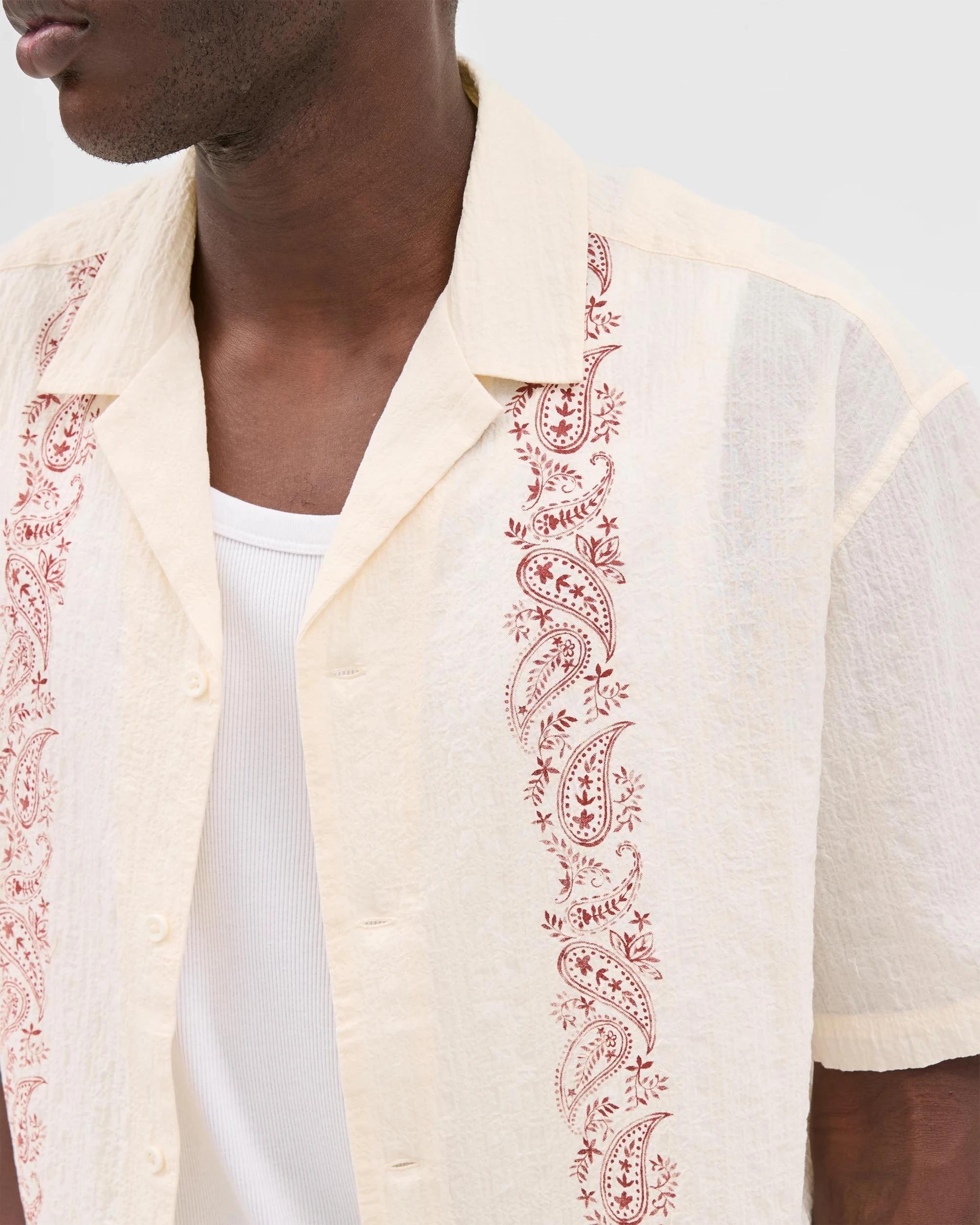 3 Commons Australian Cotton Short Sleeve Shirt PAISLEY WHITE, 3 of 7