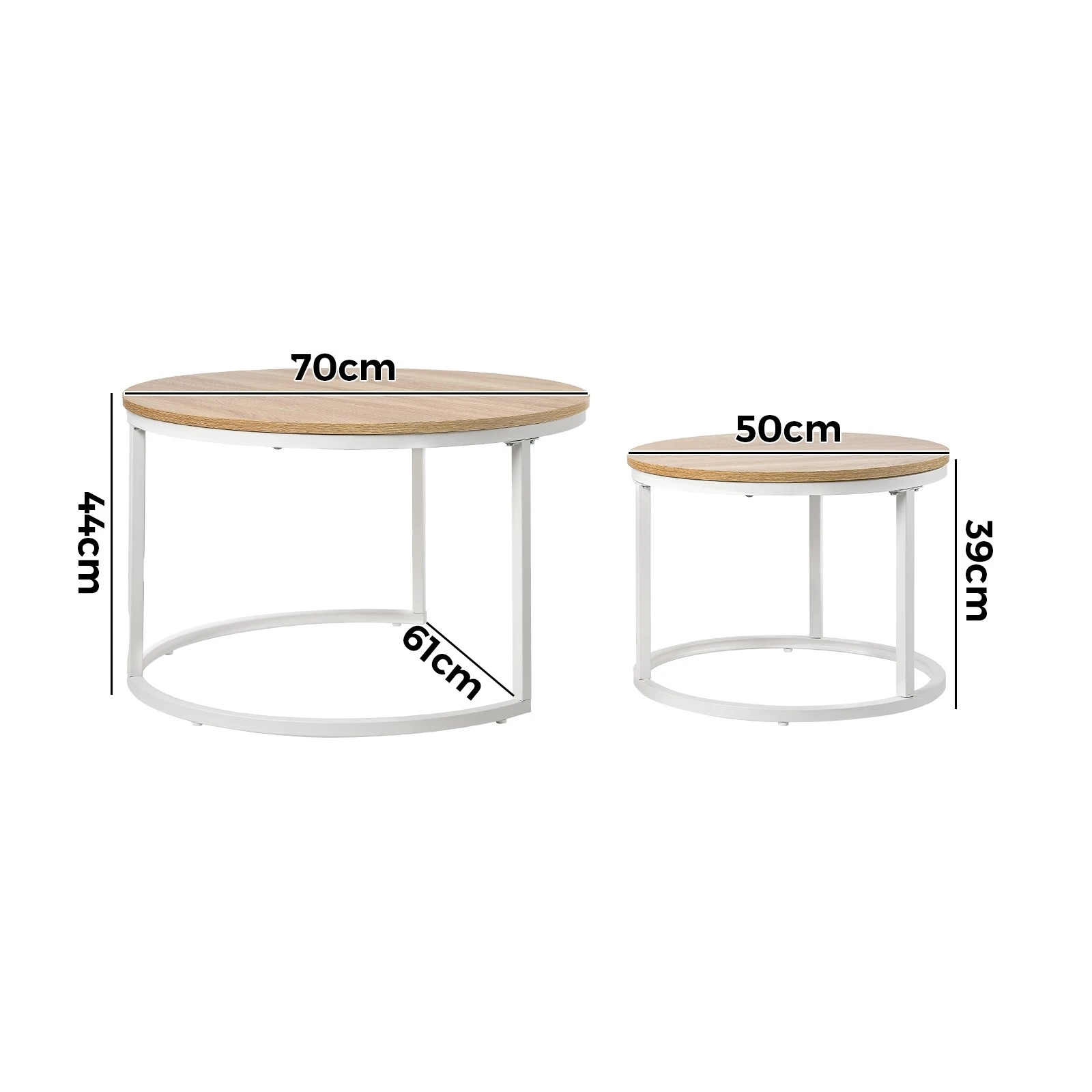 10 Oikiture Set Of 2 Coffee Table Round Nesting Side End Table
 - Natural, 10 of 10