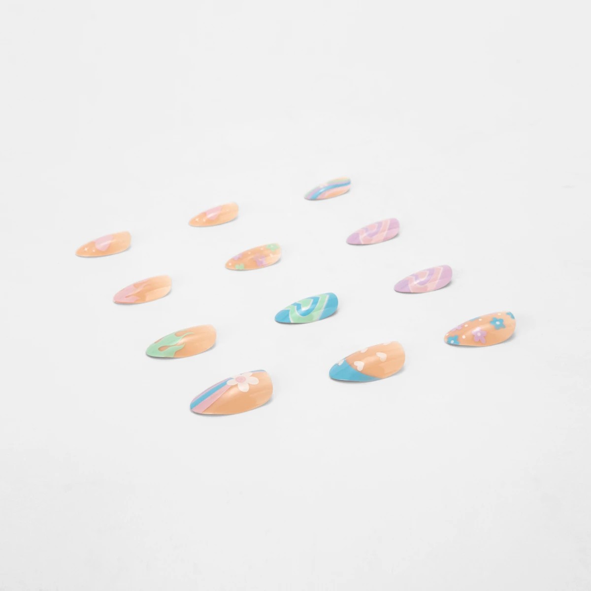 4 OXX Cosmetics 24 Pack False Nails with Adhesive - Almond Shape, Y2K Motifs, 4 of 5
