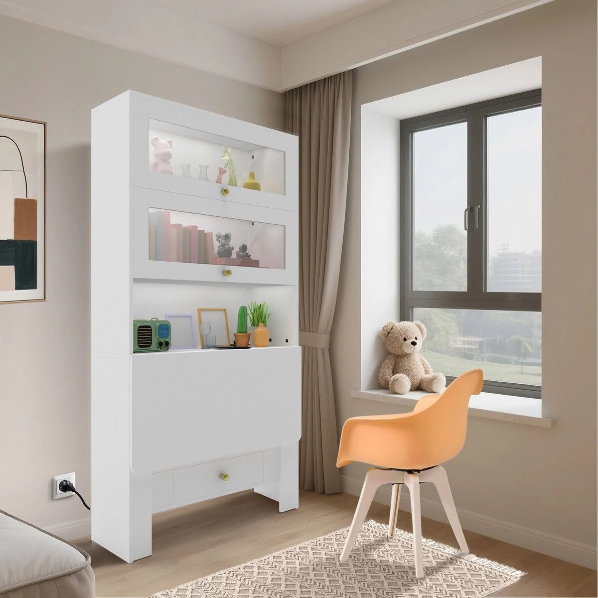 3 LUXSUITE Computer Desk Bookshelf Office Study Work Folding, 3 of 7