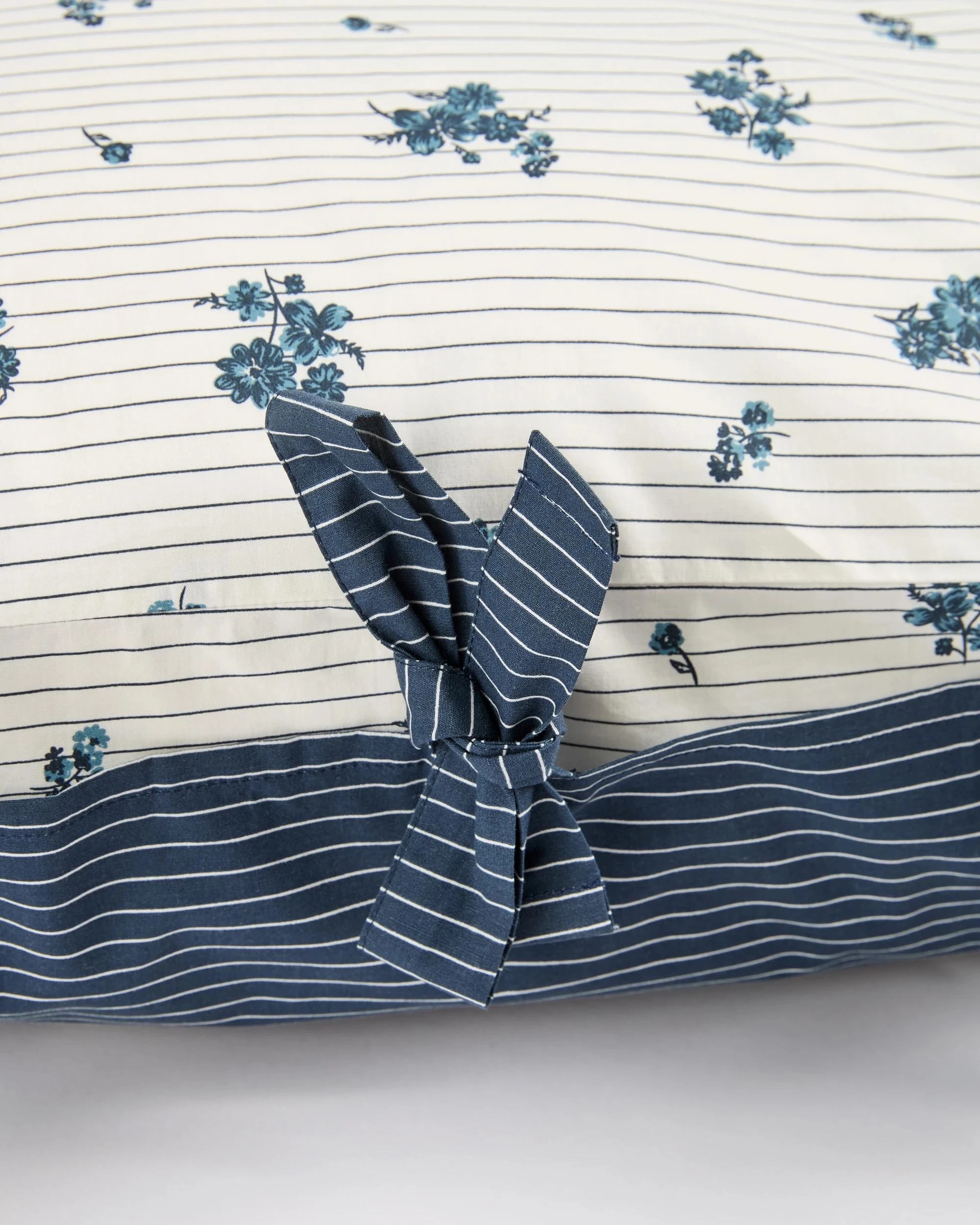 2 Target Ezra Floral Pinstripe Australian Cotton Reversible European Pillowcase - Queen Bed - White, 2 of 3