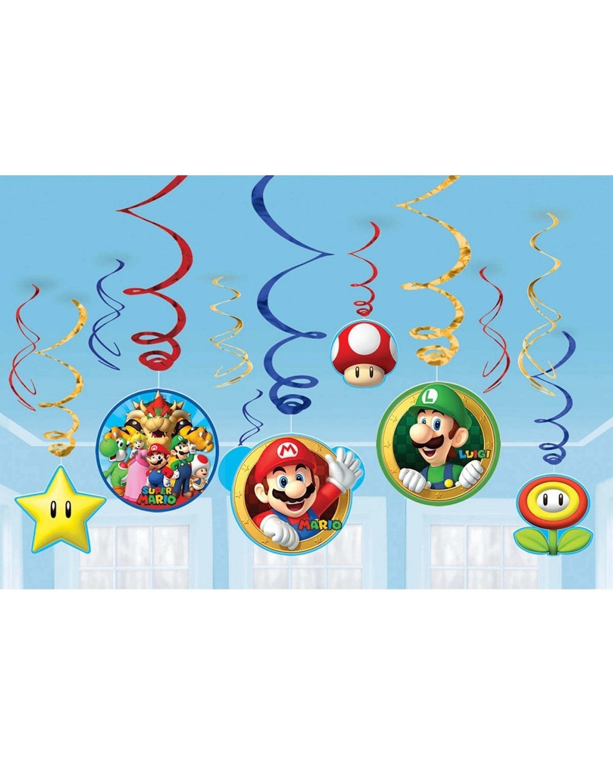 1 Super Mario Bros. Super Mario Bros. Swirl Decorations Pack of 12, 1 of 1