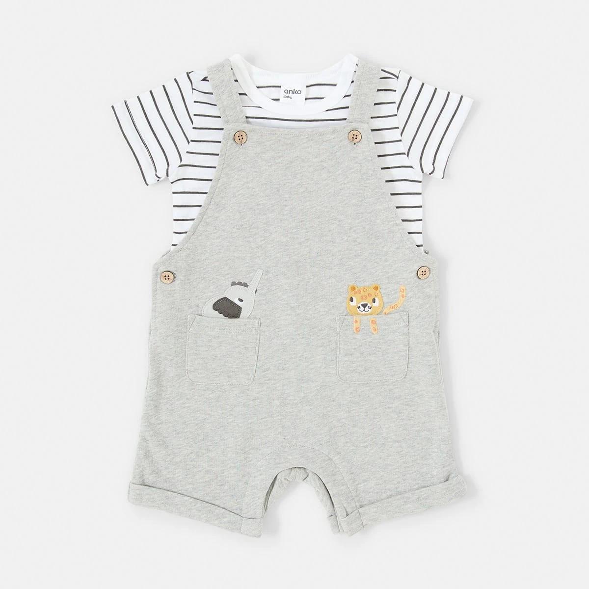 1 Knit Dungaree Set Animals, 1 of 7