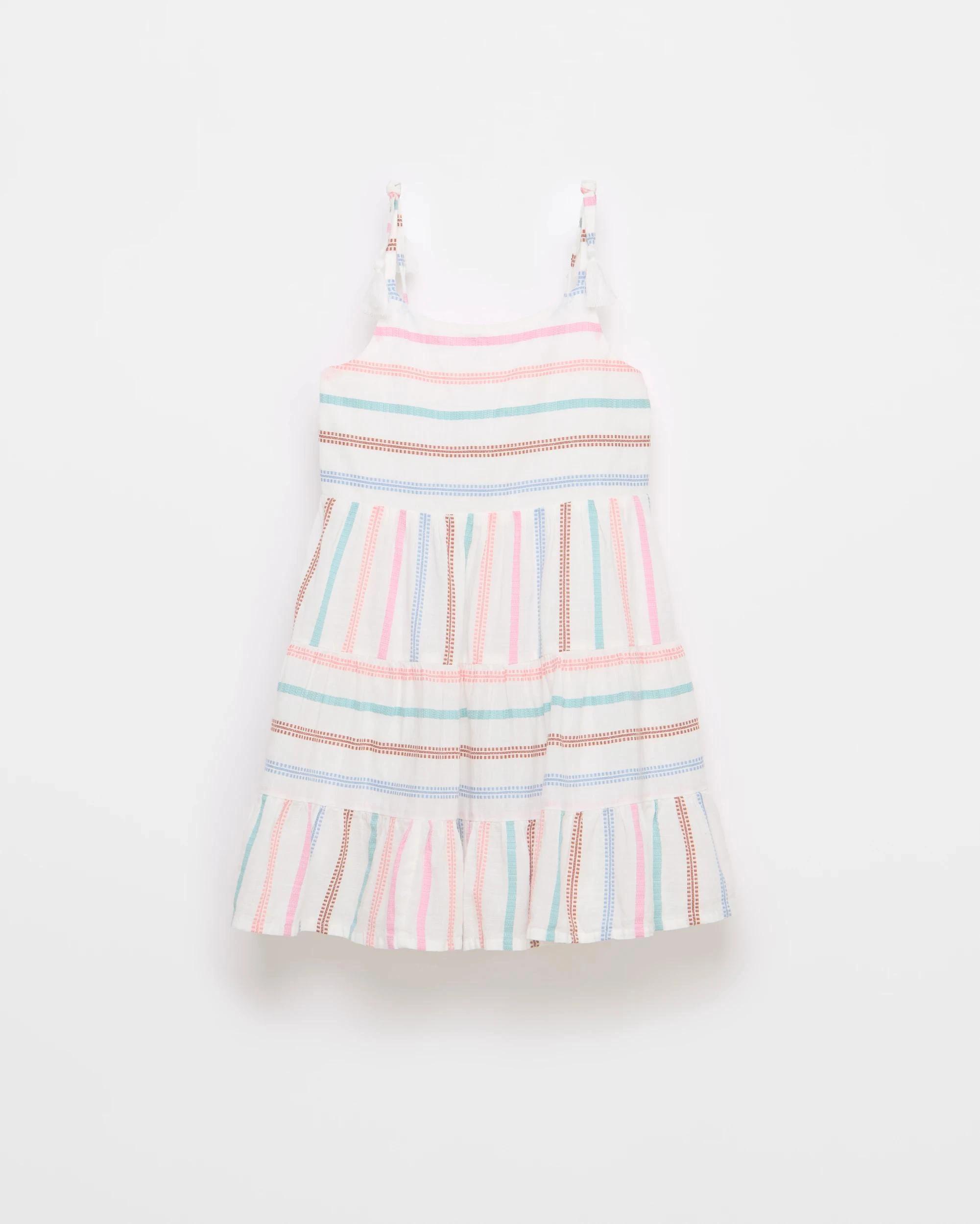 4 Target Woven Tiered Trextured Dress RAINBOW STRIPE, 4 of 5