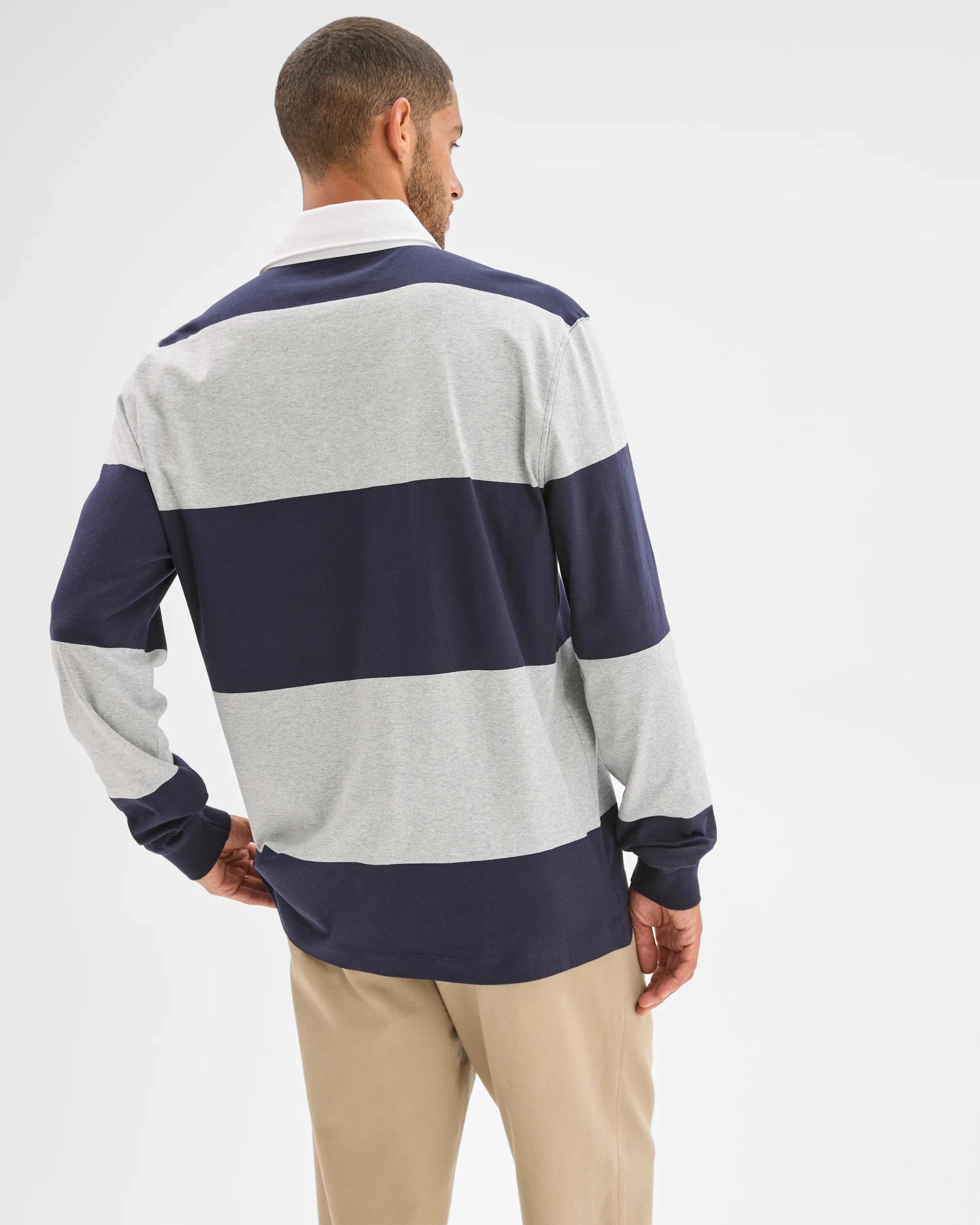 4 Target Man Australian Cotton Blend Long Sleeve Rugby Polo Top GREY MARLE, 4 of 6