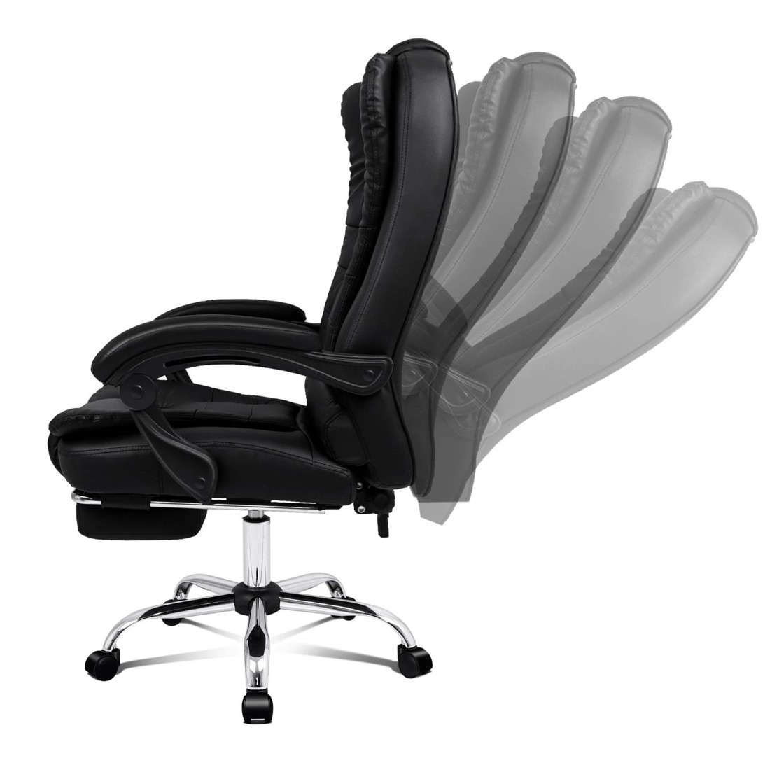 7 Alfordson Office Chair Gaming Executive Computer Racer Footrest PU Leather Seat - Black, 7 of 10