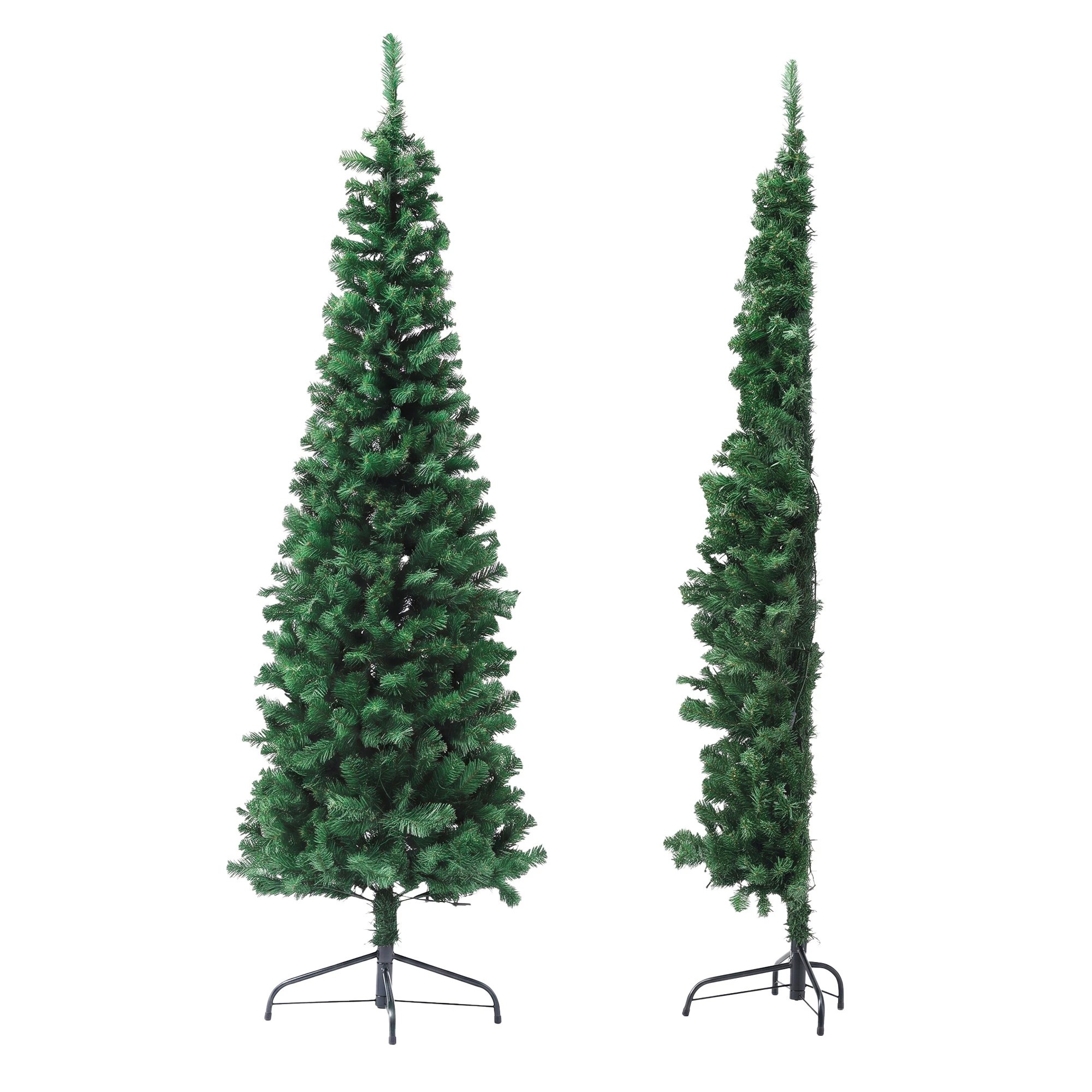 3 Jingle Jollys 2.4m Pre-Lit Christmas Tree Slim Pencil Xmas Tree Corner Tree - Green, 3 of 8