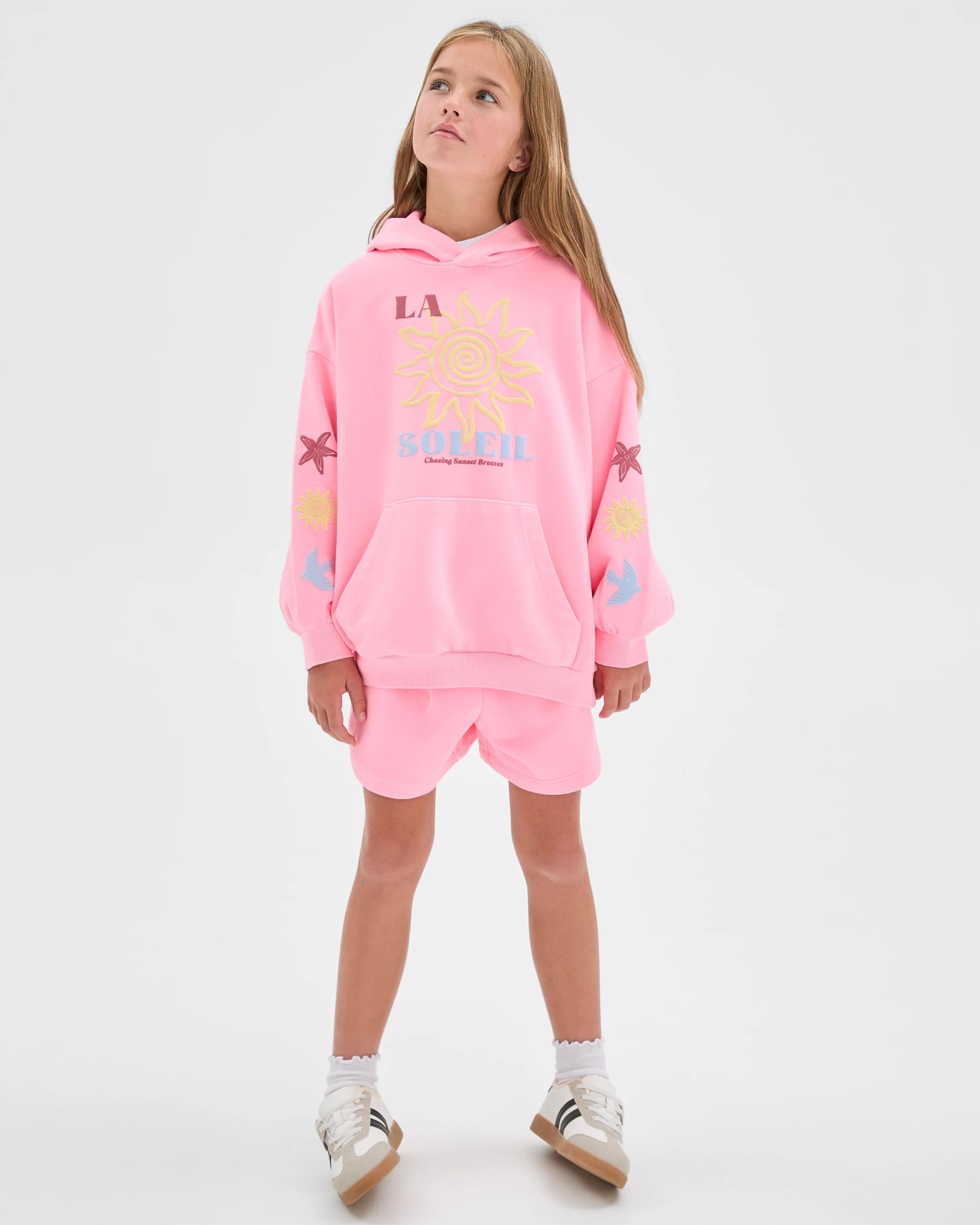 2 Target Kids Australian Cotton Blend Fashion Washed Hooded Jumper NEON PINK, 2 of 6