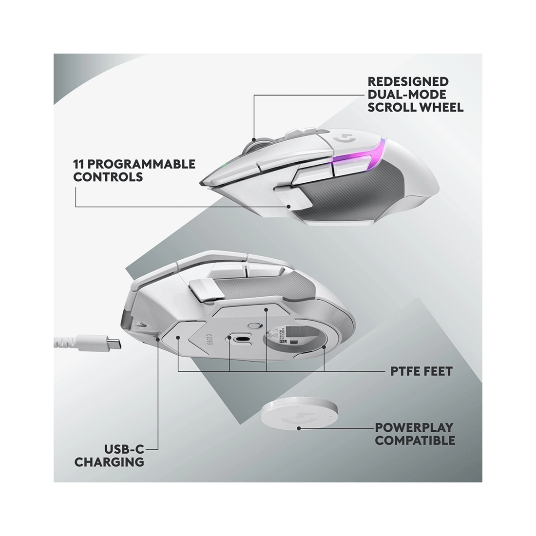 7 Logitech G502 X PLUS LIGHTSPEED Wireless RGB Gaming Mouse - White, 7 of 9