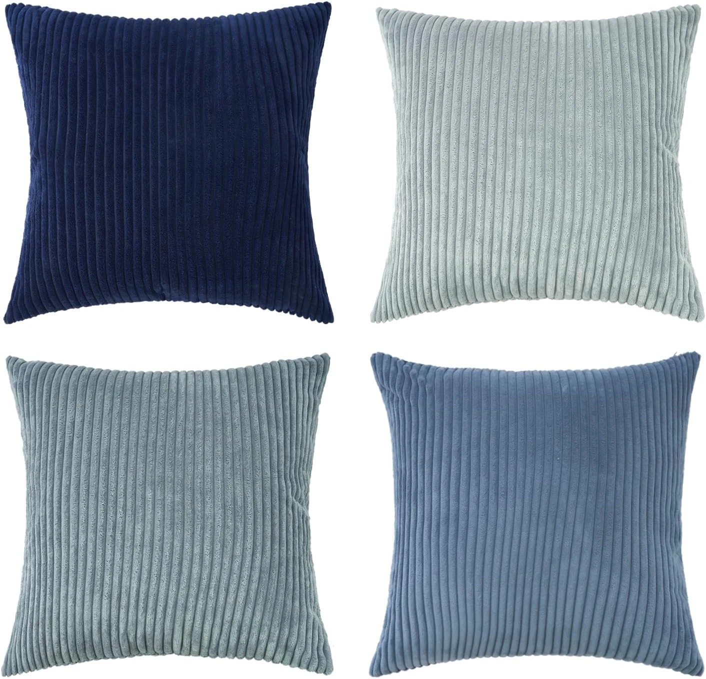 5 Gioia Casa 4-Pack Corduroy Velvet Cushion Covers 45x45cm - Blue, 5 of 5