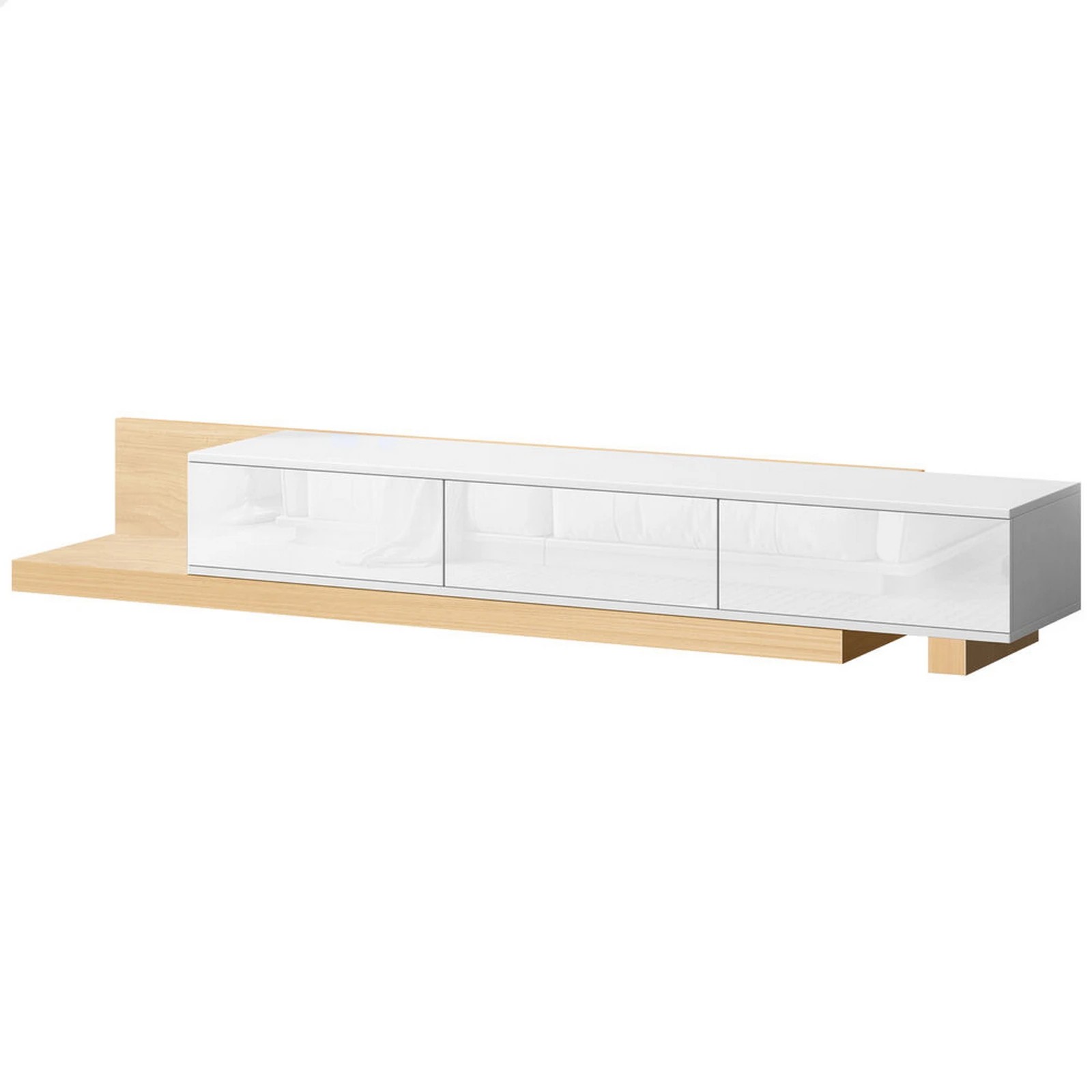 1 Alfordson 200-380cm Extendable Entertainment Unit TV Cabinet Stand Storage Shelf - Wood White, 1 of 8