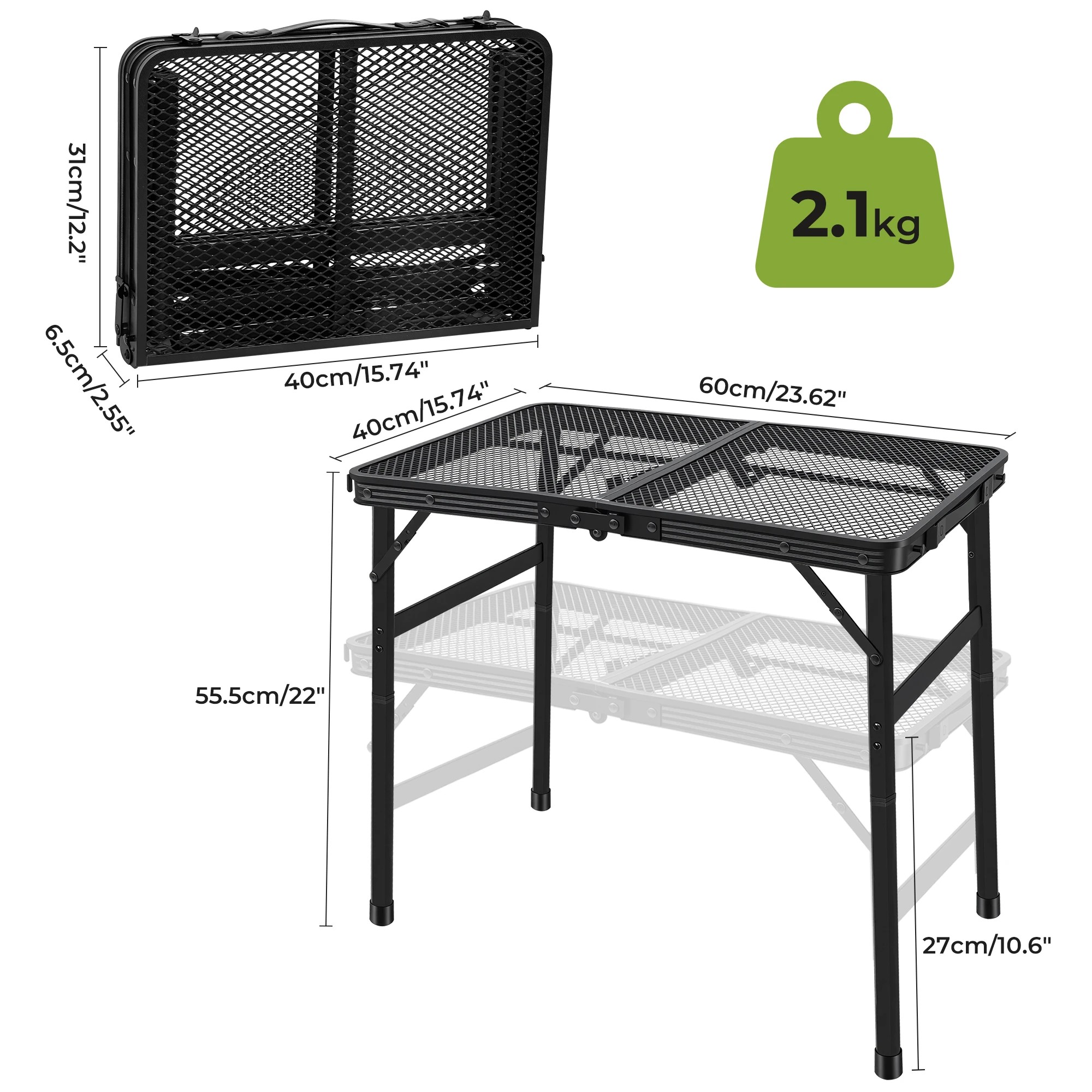 3 Levede Camping Table Mesh Desktop Lightweight Portable Folding Grill Desk - Black, 3 of 8